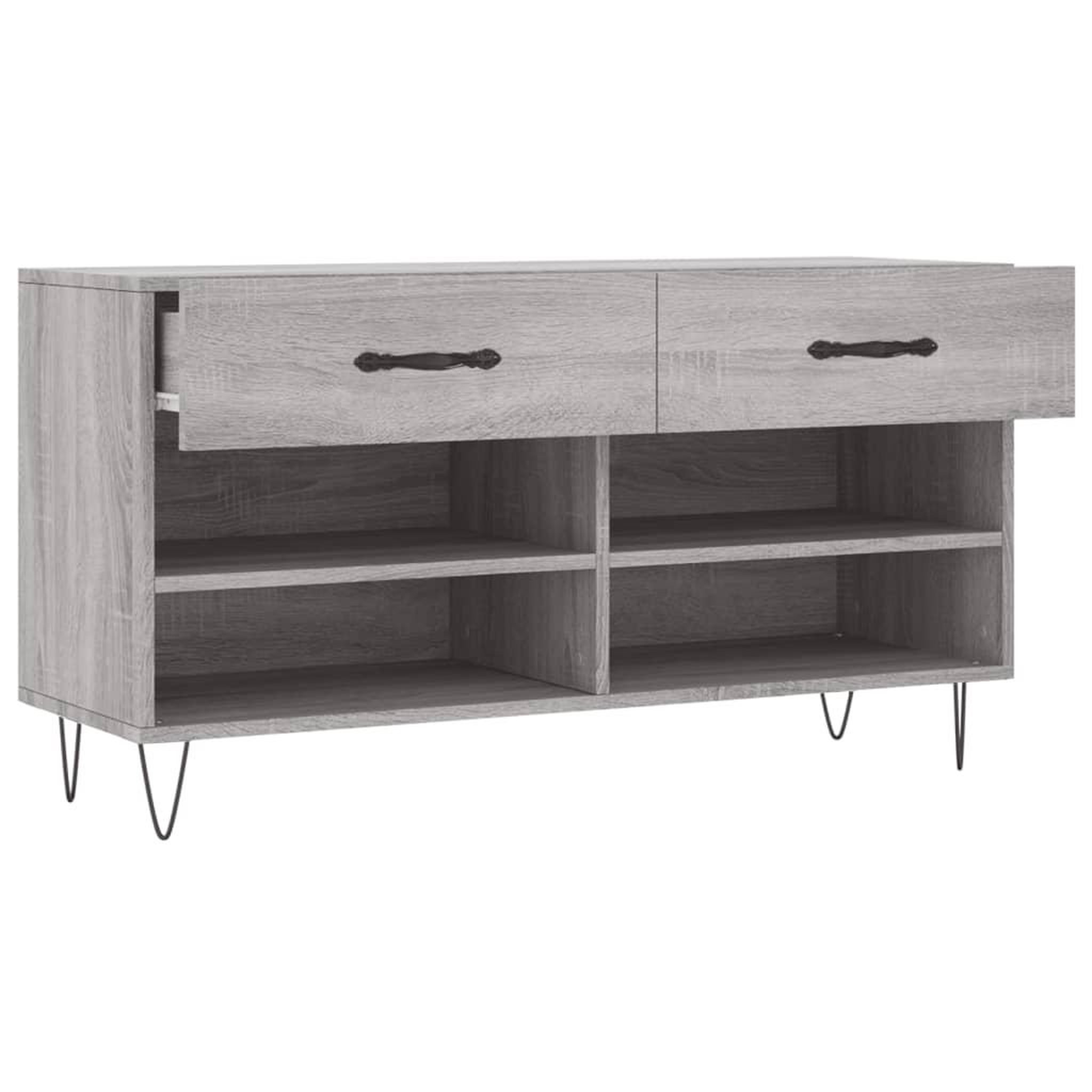 Voir la diapositive 5 : VIDAXL Banc a chaussures sonoma gris 102x35x55 cm bois d'ingenierie