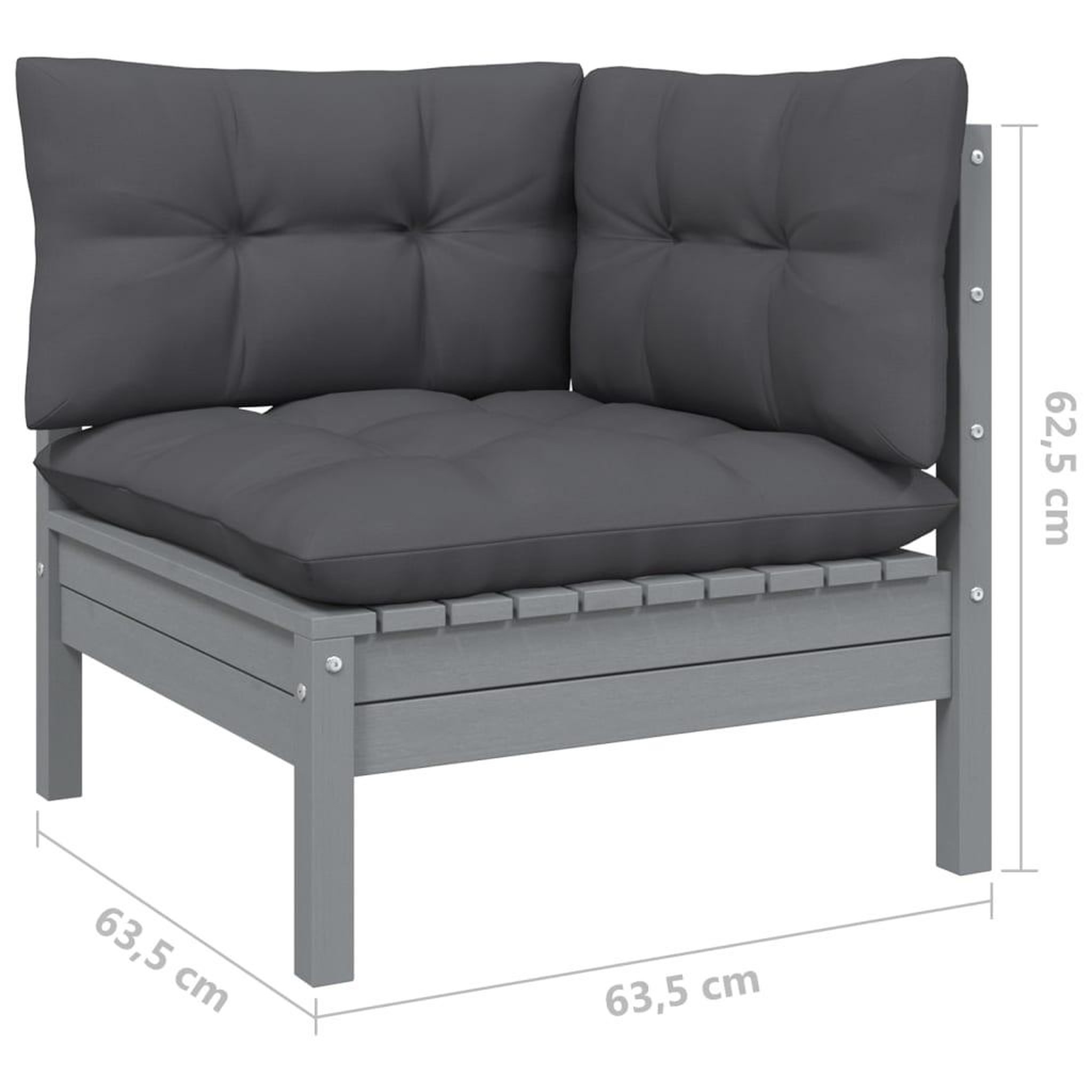 Voir la diapositive 5 : VIDAXL Salon de jardin 9 pcs avec coussins Gris Bois de pin massif