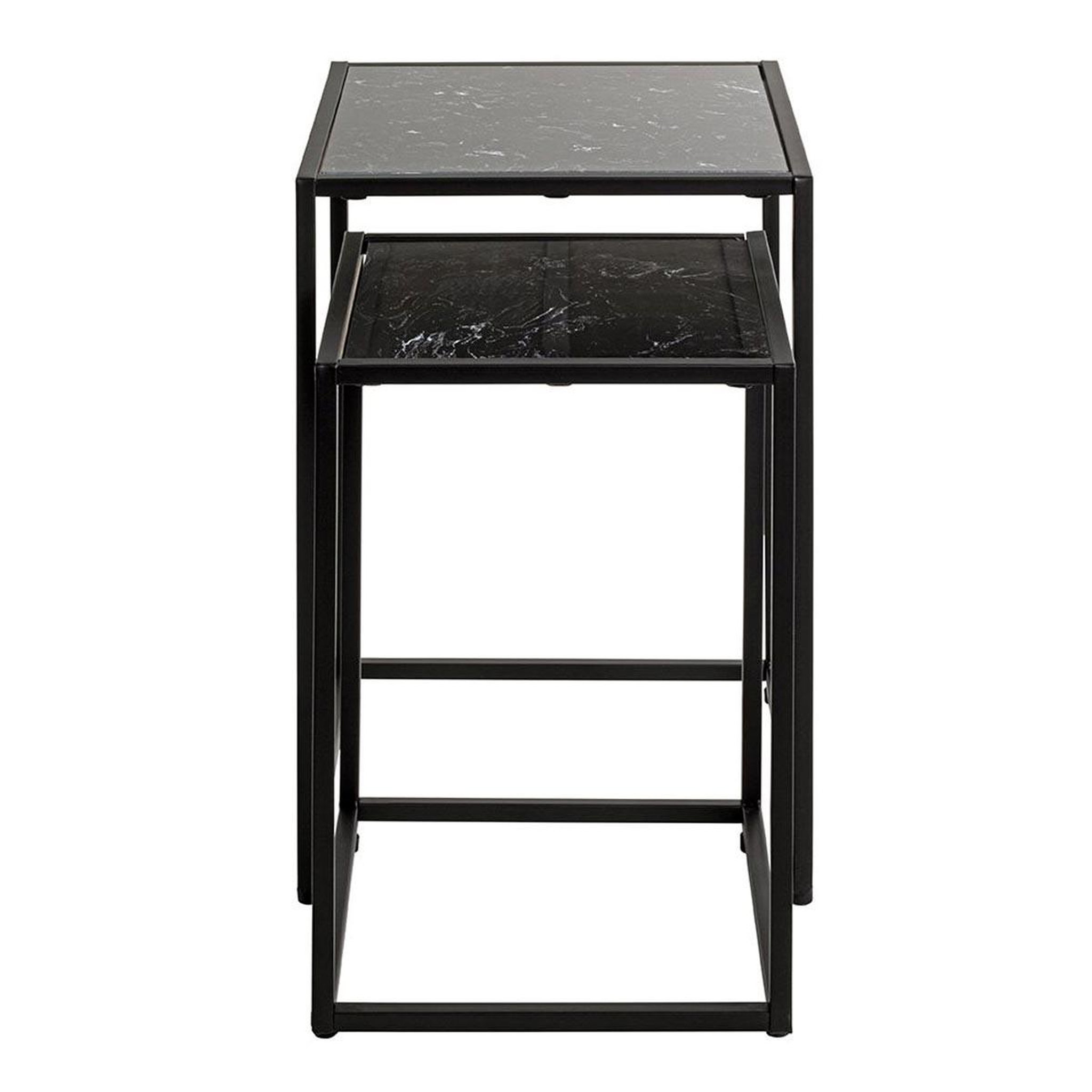 Voir la diapositive 3 : Paris Prix Lot de 2 tables d'appoint effet marbre  silvia  50cm noir