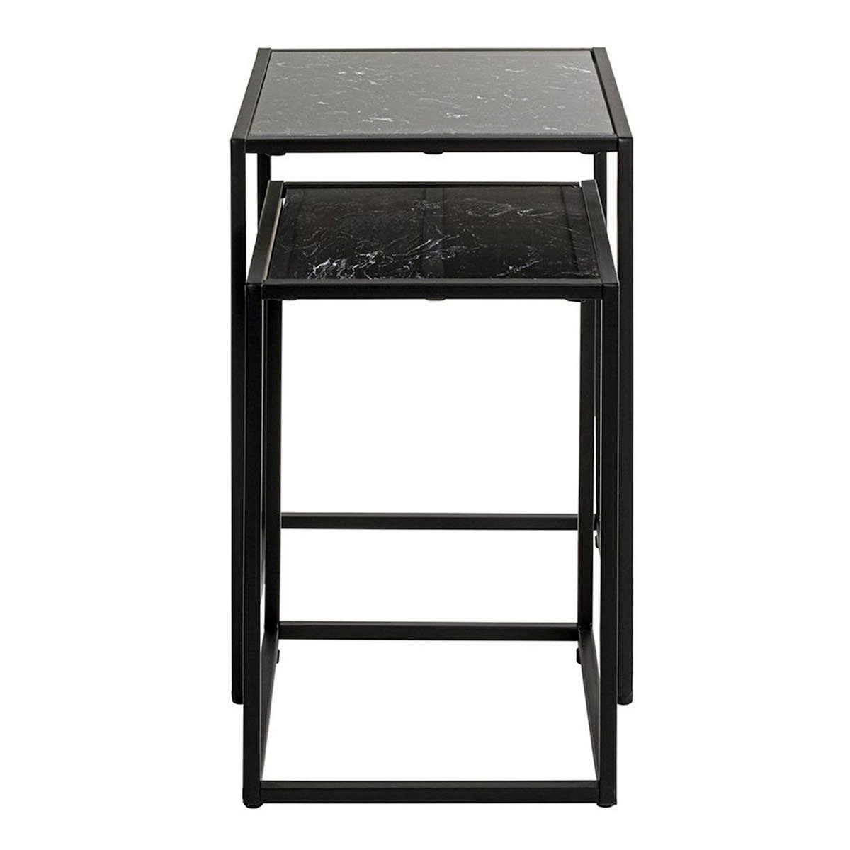 Paris Prix Lot de 2 Tables d'Appoint Effet Marbre  Silvia  50cm Noir