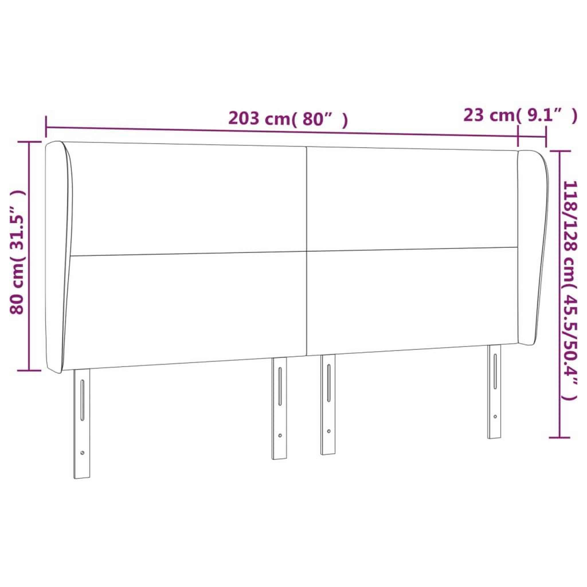 Voir la diapositive 6 : VIDAXL Tete de lit avec oreilles Noir 203x23x118/128 cm Similicuir