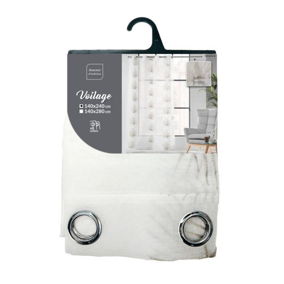 Paris Prix Rideau Voilage à Œillets  Palmaris  140x240cm Lin