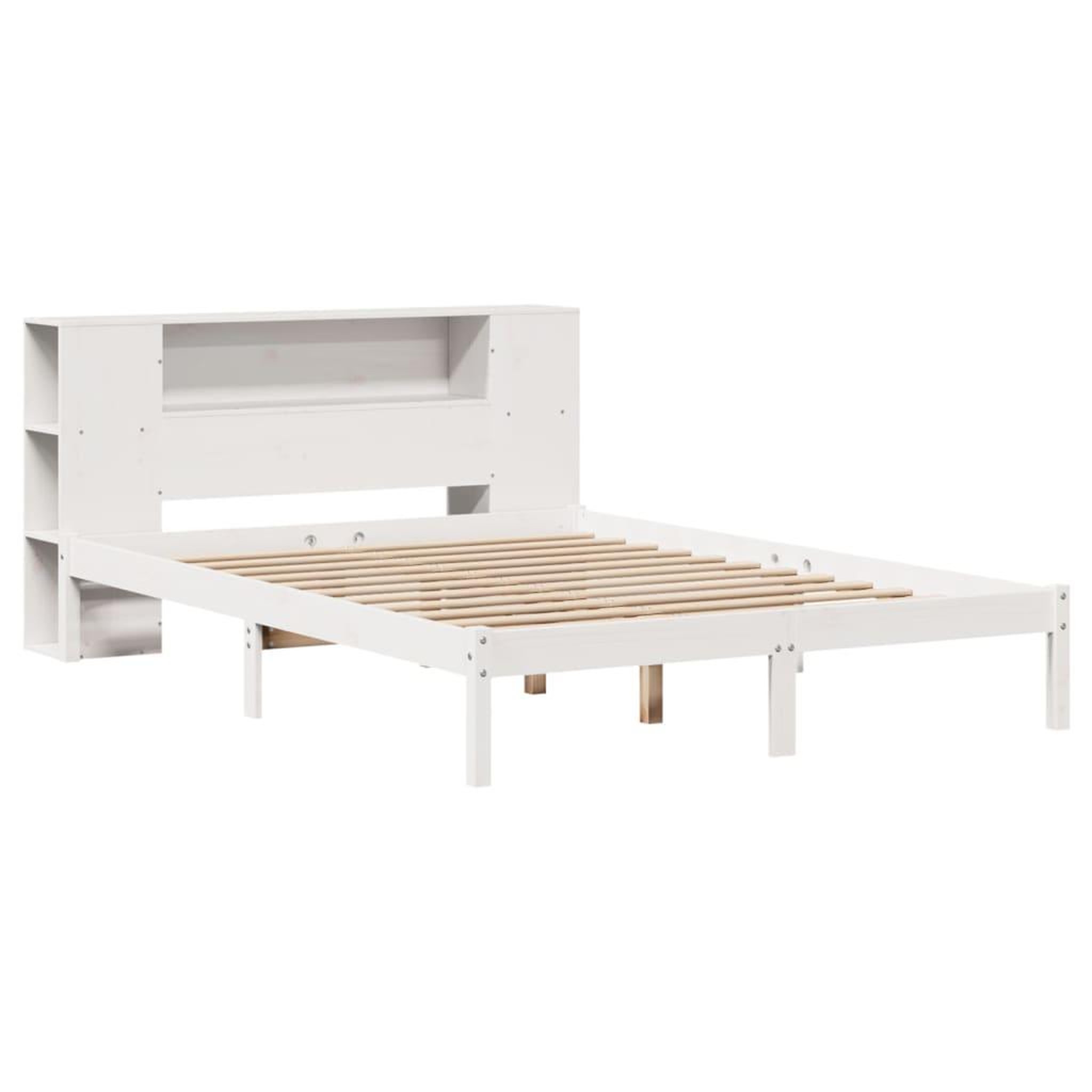 Voir la diapositive 3 : VIDAXL Lit bibliotheque sans matelas blanc 150x200 cm bois pin massif