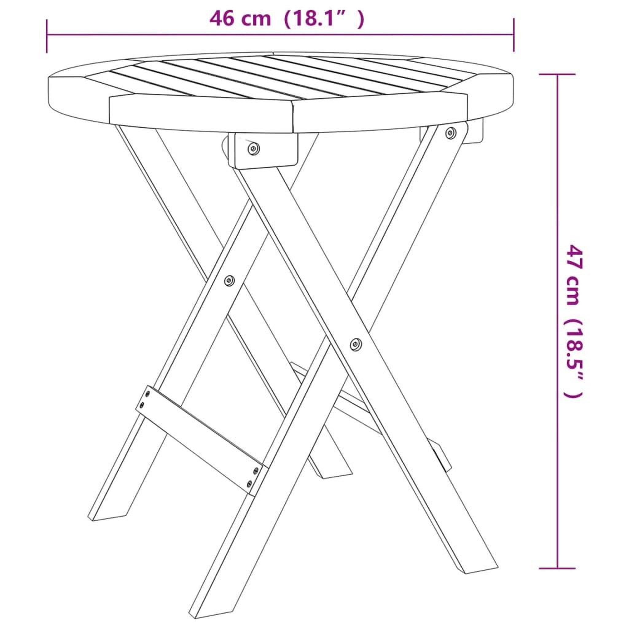 Voir la diapositive 6 : VIDAXL Table de bistro Ø46x47 cm Bois d'acacia massif