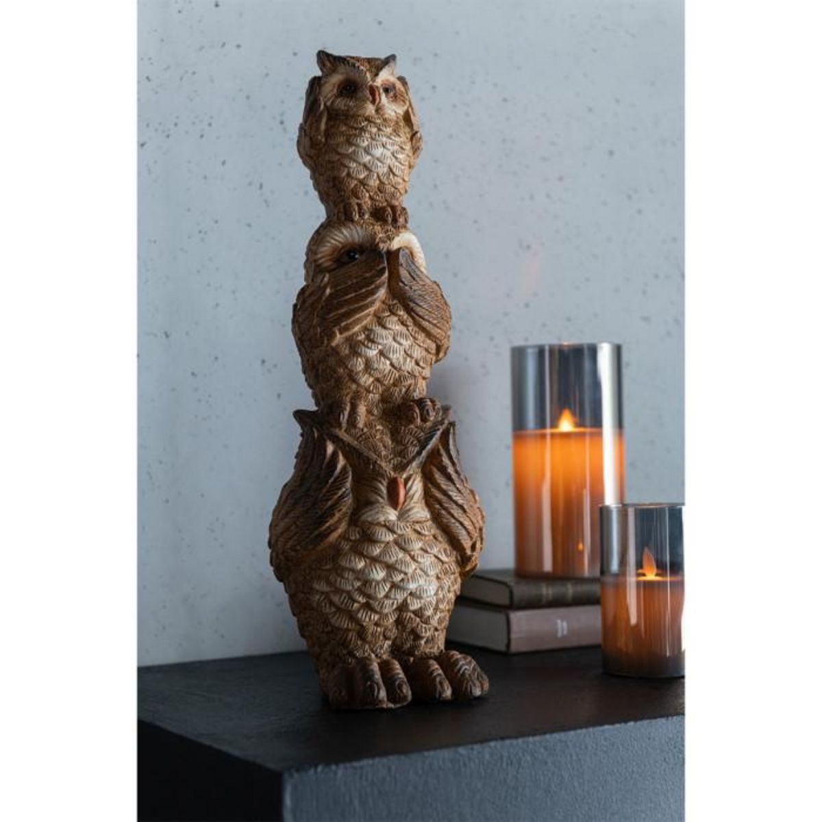 Paris Prix Statuette Hiboux sur Épaule  Pyramide  46cm Marron