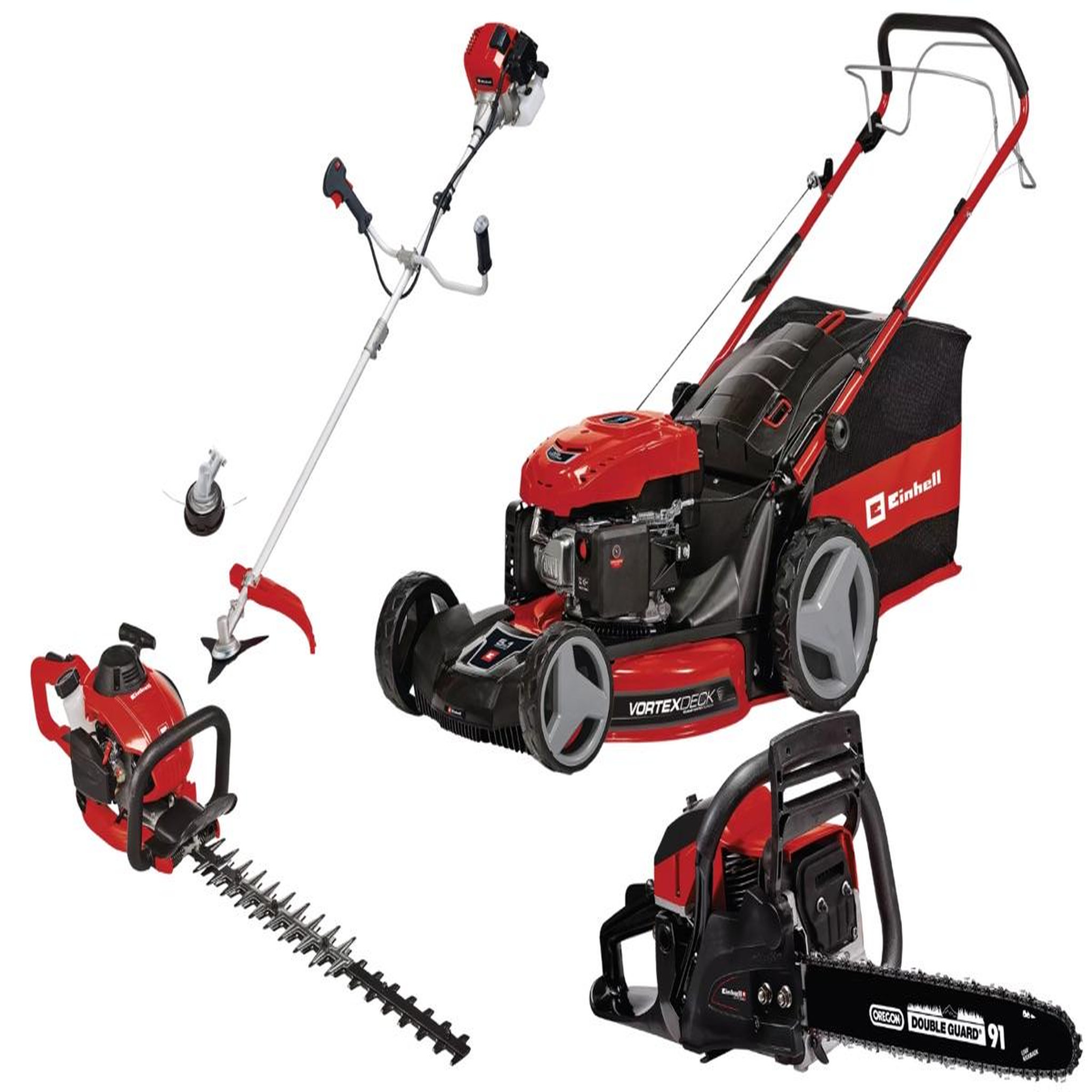 Einhell Kit thermique jardin einhell - tondeuse 56 cm - débroussailleuse - taille-haie - tronçonneuse