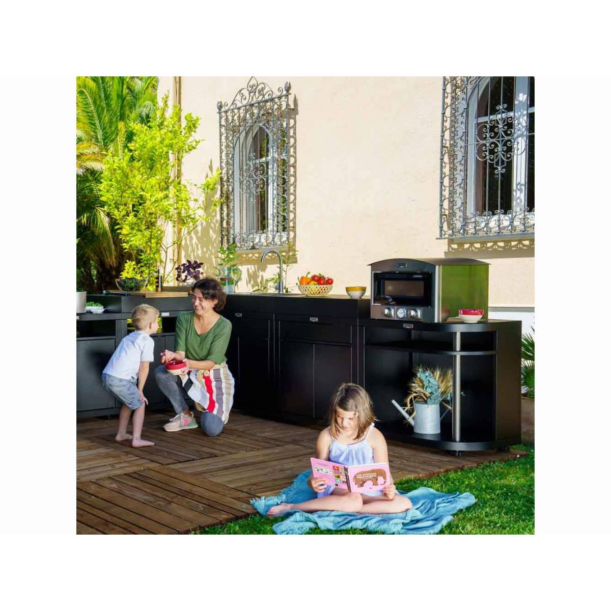 Le marquier Meuble cuisine extérieure arrondi droite, 80 x 55 cm noir - Le Marquier