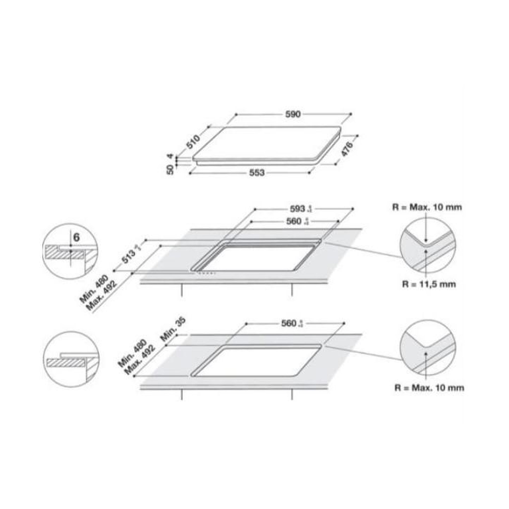Voir la diapositive 4 : Whirlpool Table de cuisson à induction 60cm 4 feux 7200w noir - wbb8360ne
