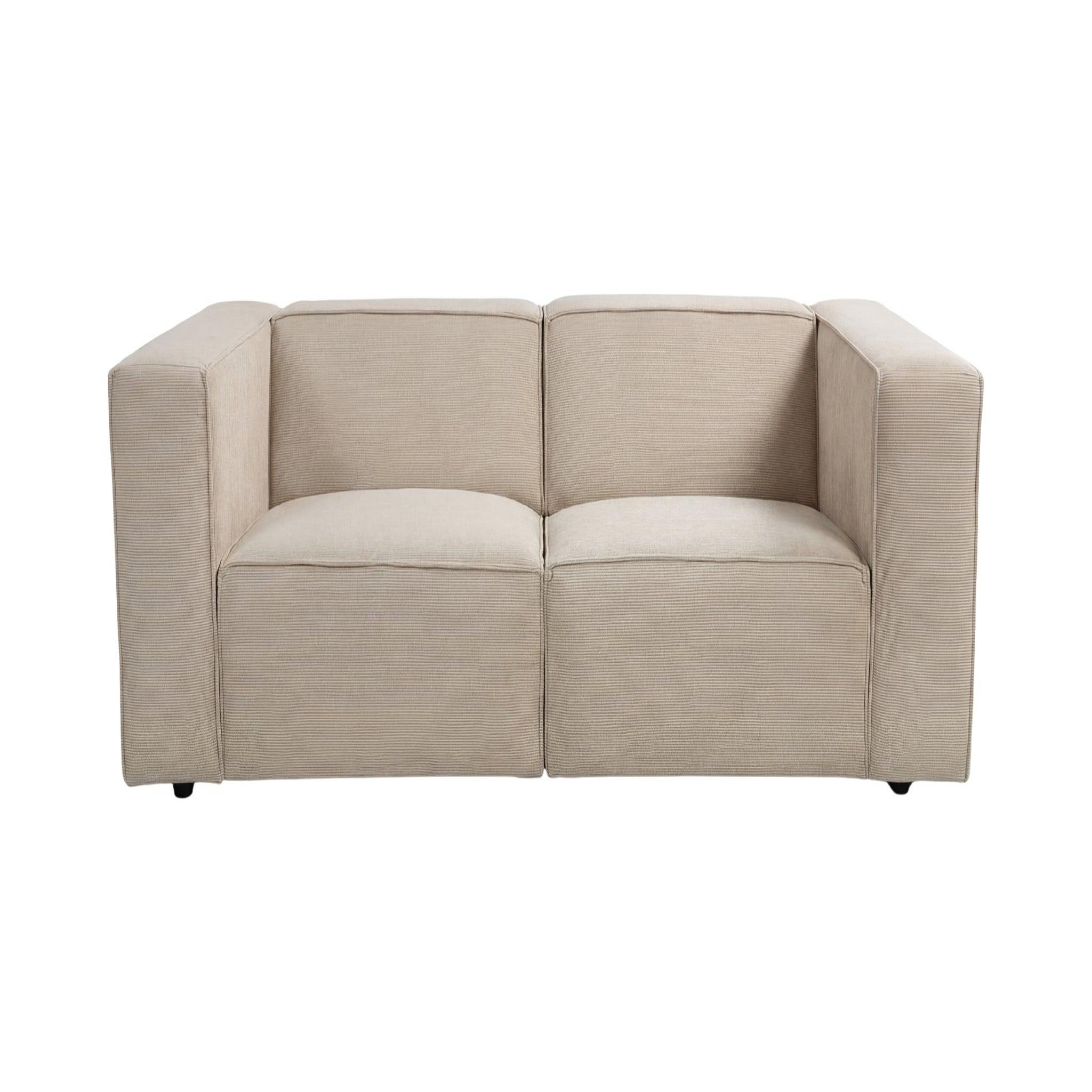 CASANOVA PARIS Mini basil - canapé droit velours côtelé 2 places. Coloris disponibles : Gris, Beige, Marron, Vert, Bleu, Orange