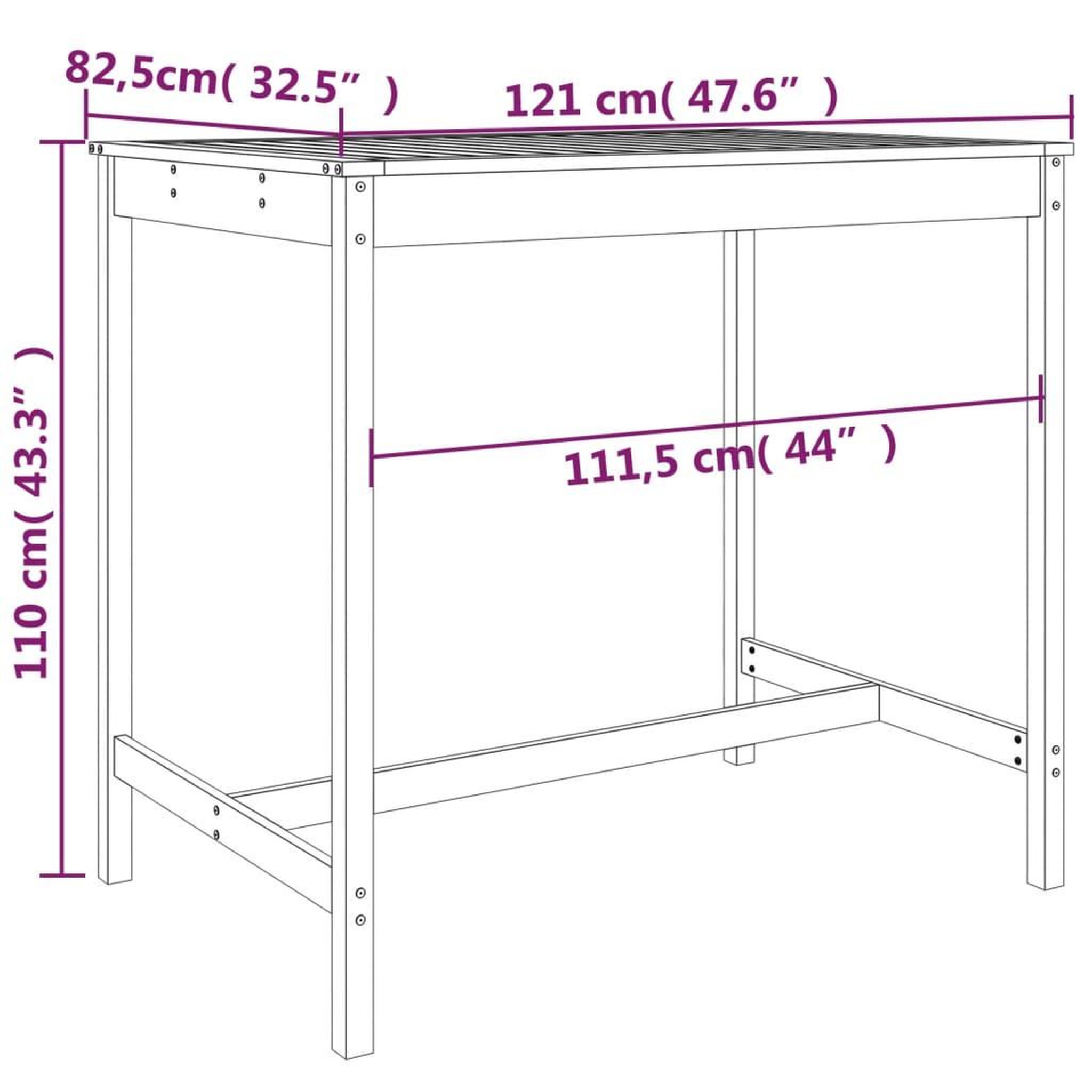 Voir la diapositive 6 : VIDAXL Ensemble de bar de jardin 5 pcs marron miel bois de pin massif