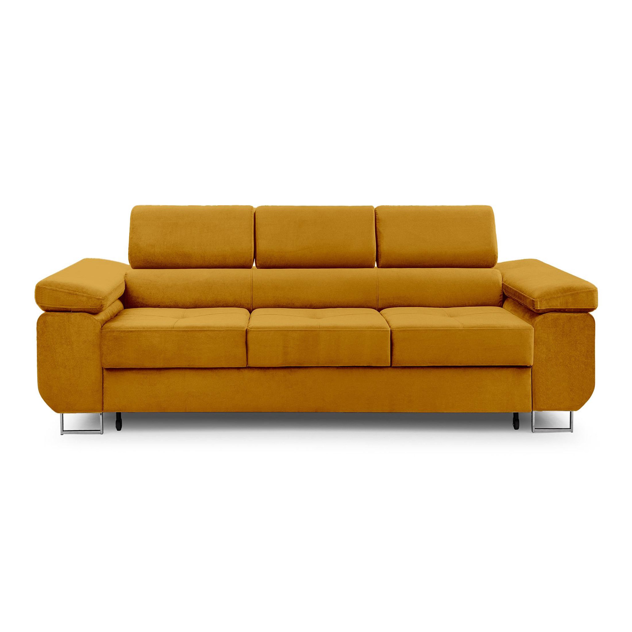 Voir la diapositive 1 : BEST MOBILIER Pablo - canapé 3 places - convertible avec têtières réglables - en velours