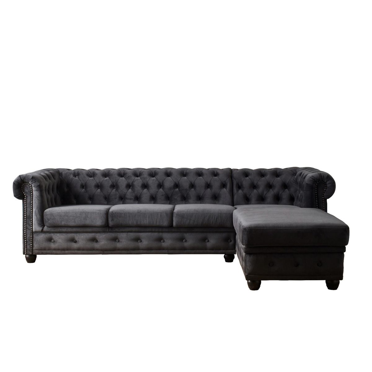 LISA DESIGN William - canapé chesterfield d'angle droit - 4 places - en velours