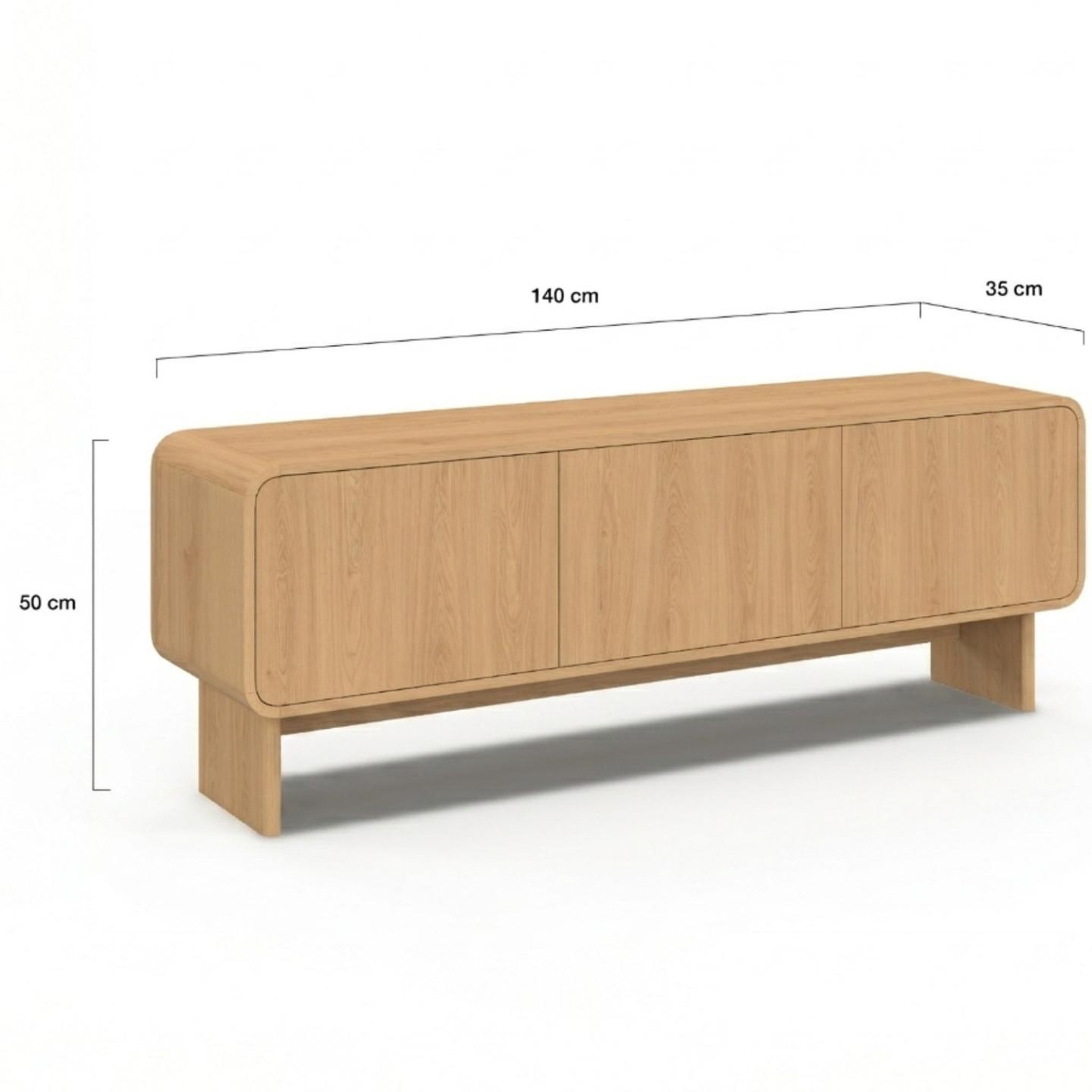 Voir la diapositive 5 : ID MARKET Meuble tv 140 cm capucine 3 portes façon hêtre design arrondi