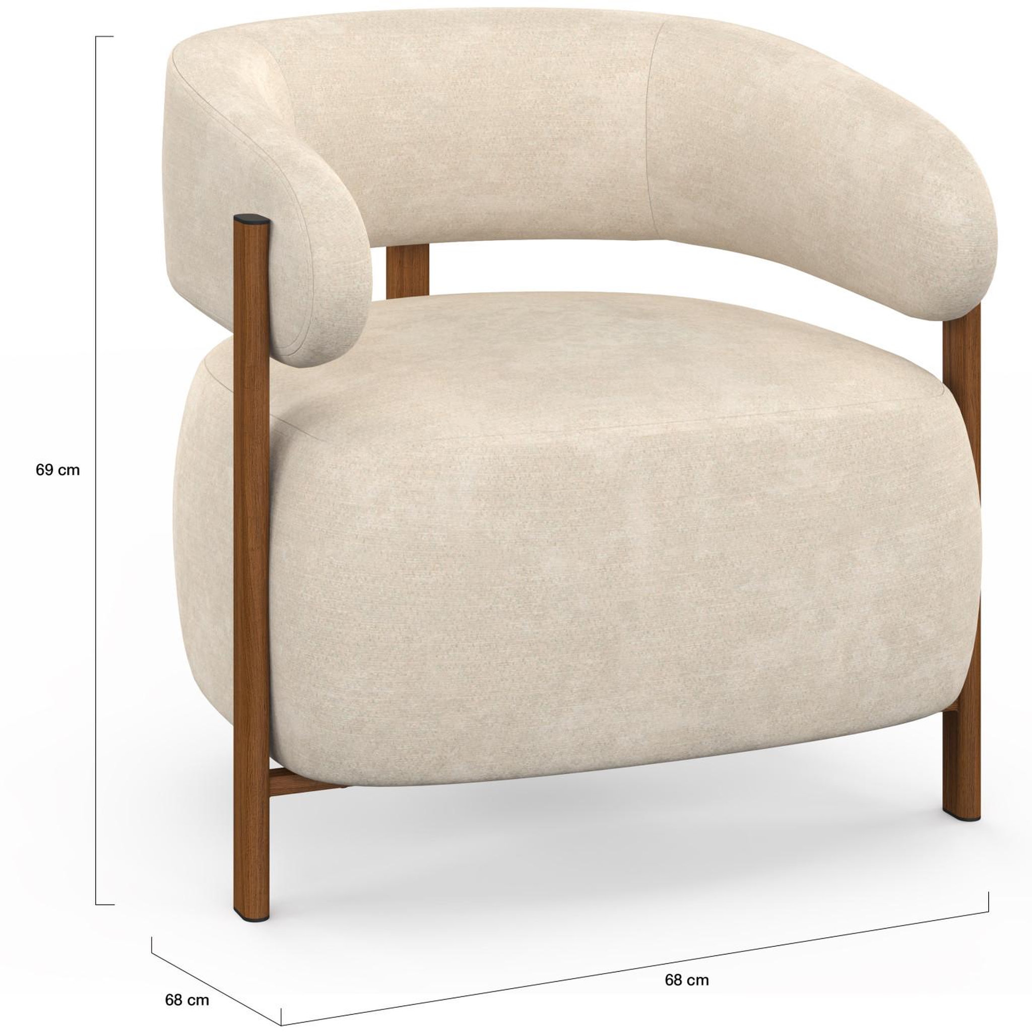 Voir la diapositive 5 : ID MARKET Fauteuil albert tissu chenille beige et pieds effet noyer