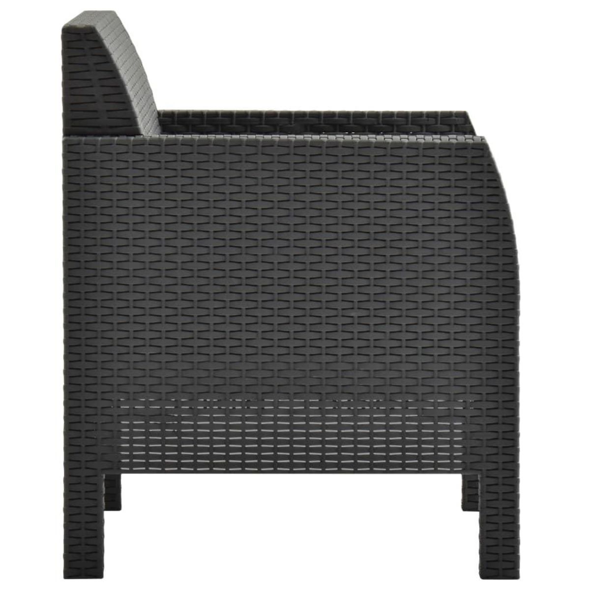 VIDAXL Chaises de jardin avec coussins lot de 2 PP Rotin Anthracite