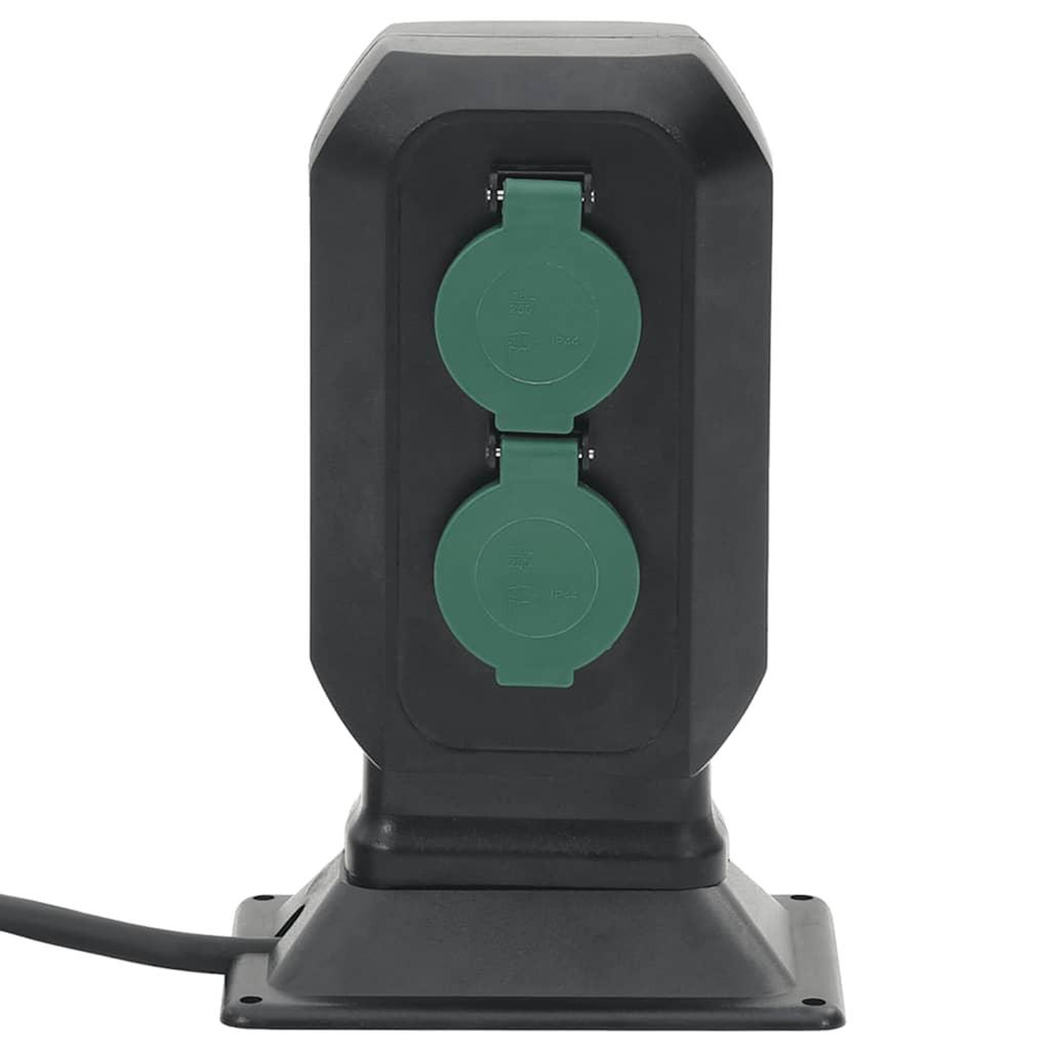 Voir la diapositive 2 : VIDAXL Prise d'exterieur avec piquet a 2 voies noir vert 15,5x11x24 cm