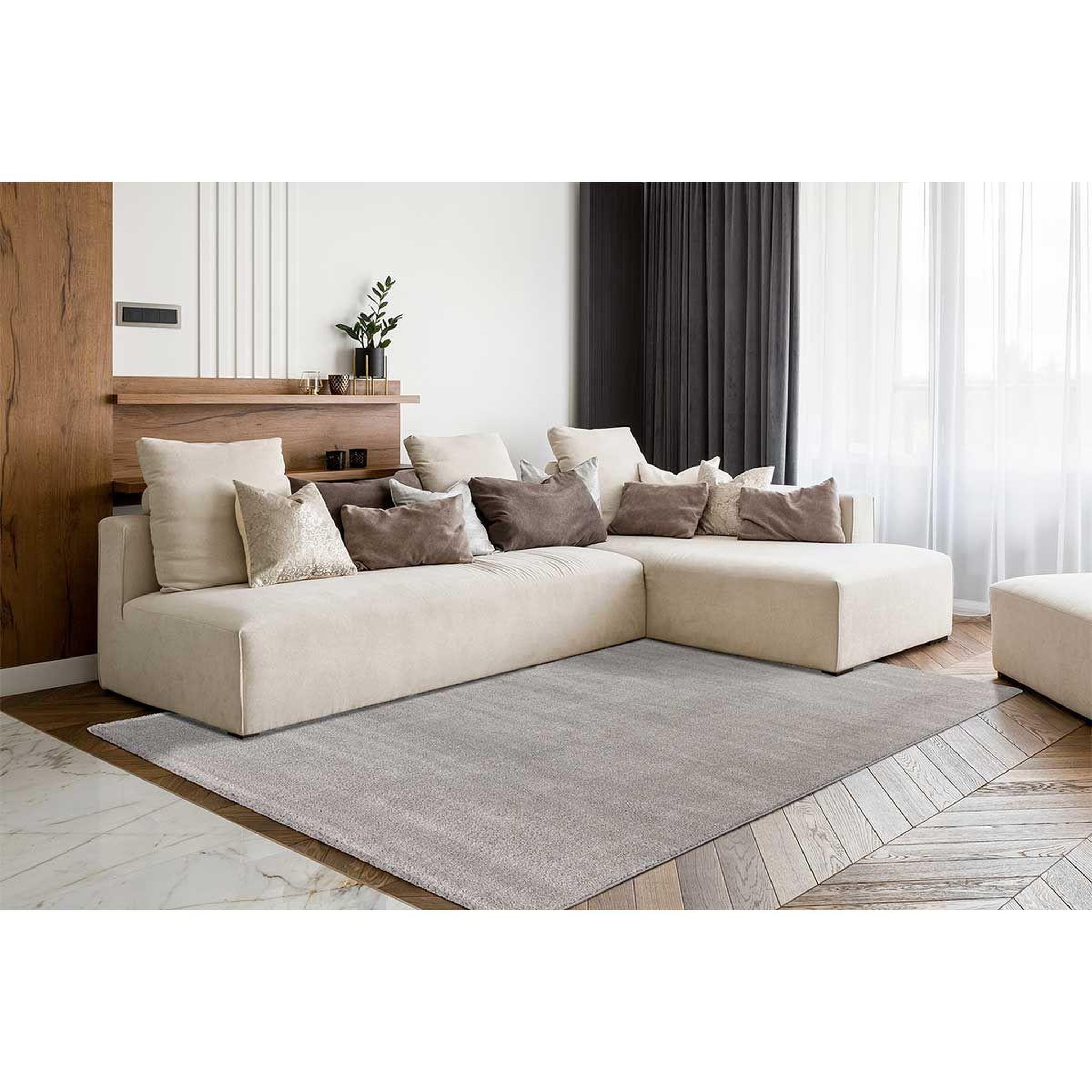 Voir la diapositive 4 : Paris Prix Tapis tissé shaggy à poils longs  nila  gris