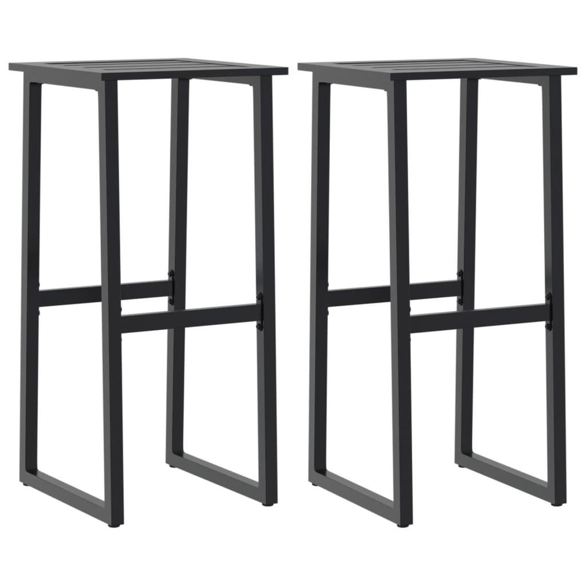 Voir la diapositive 2 : VIDAXL Tabourets de bar lot de 2 noir acier enduit de poudre