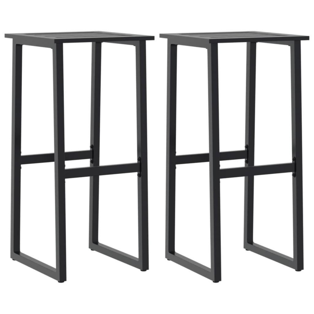 VIDAXL Tabourets de bar lot de 2 noir acier enduit de poudre