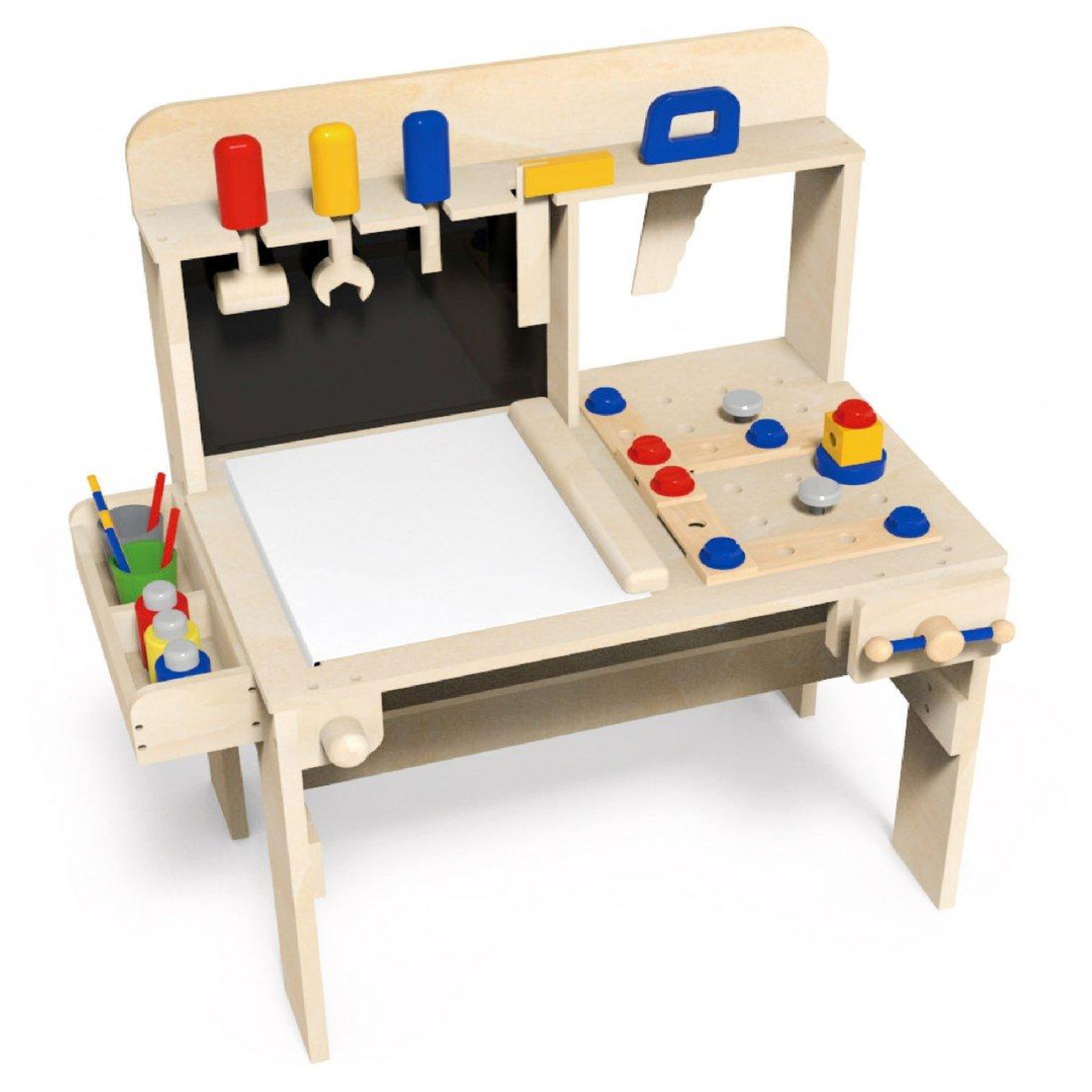 Voir la diapositive 3 : MAMABRUM Etabli Enfant Atelier de Bricolage Bois avec Ceinture Papier Tableau, Kit 75 Pièces Table de travail