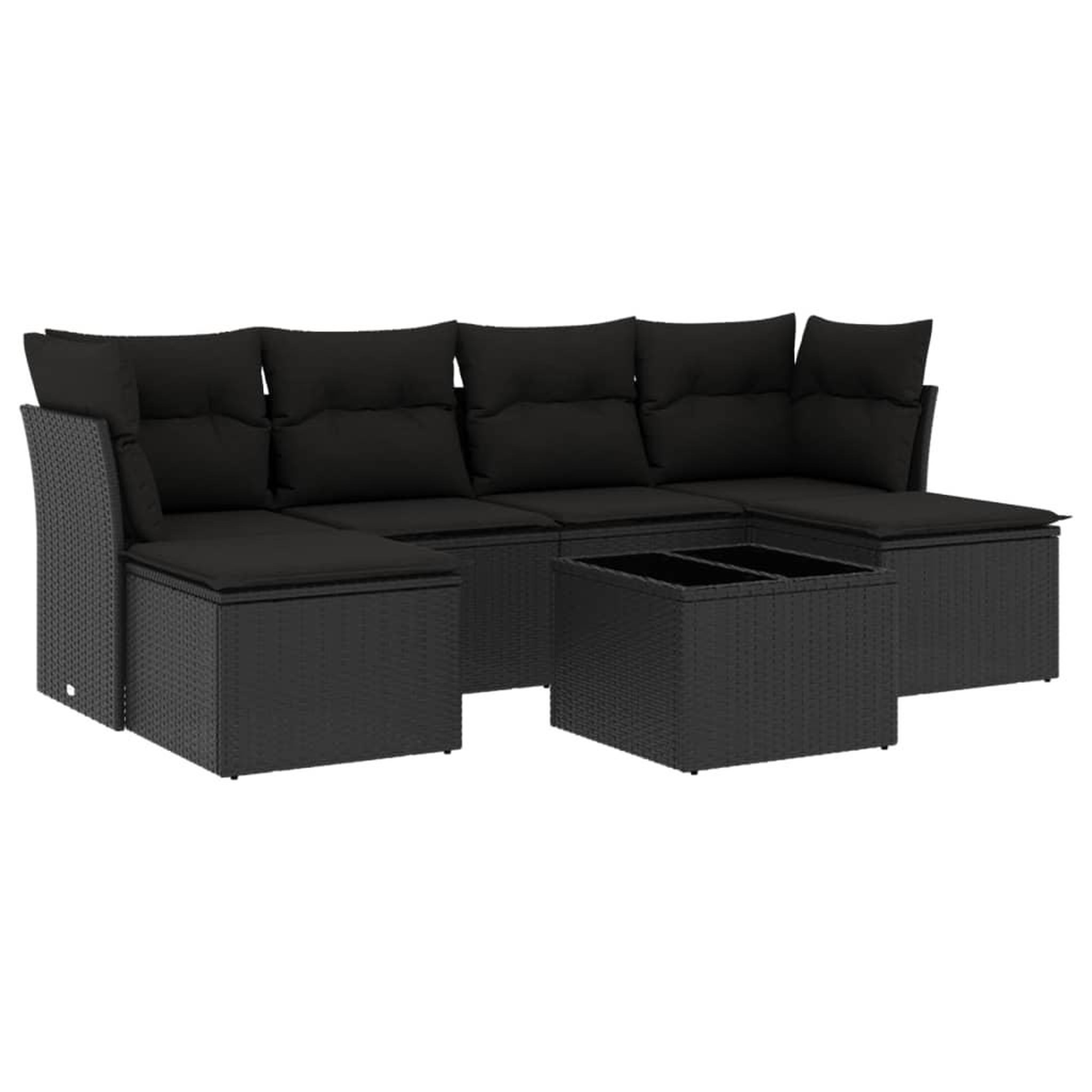 Voir la diapositive 2 : VIDAXL Salon de jardin 7 pcs avec coussins noir resine tressee