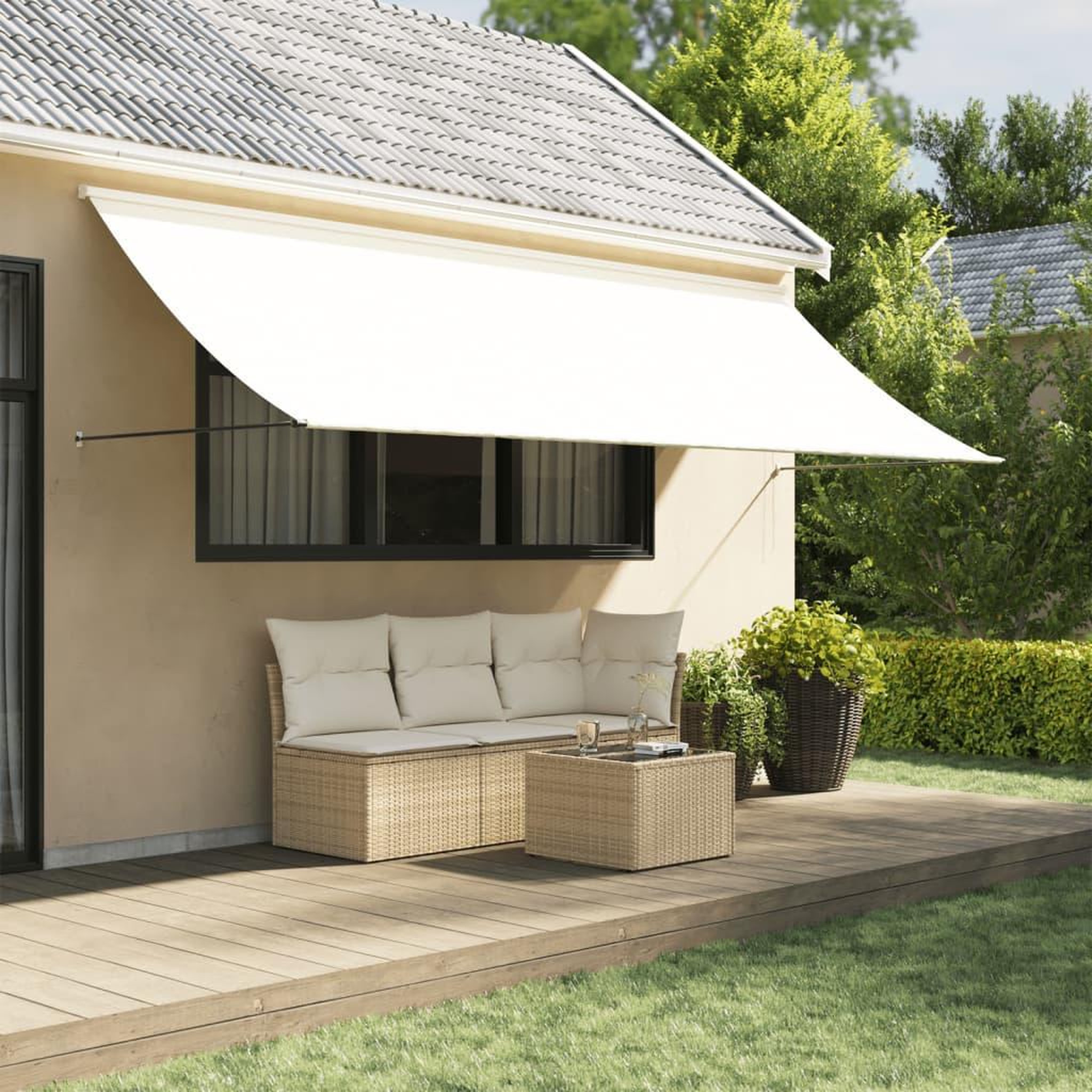 VIDAXL Auvent retractable creme 400x150 m tissu et acier