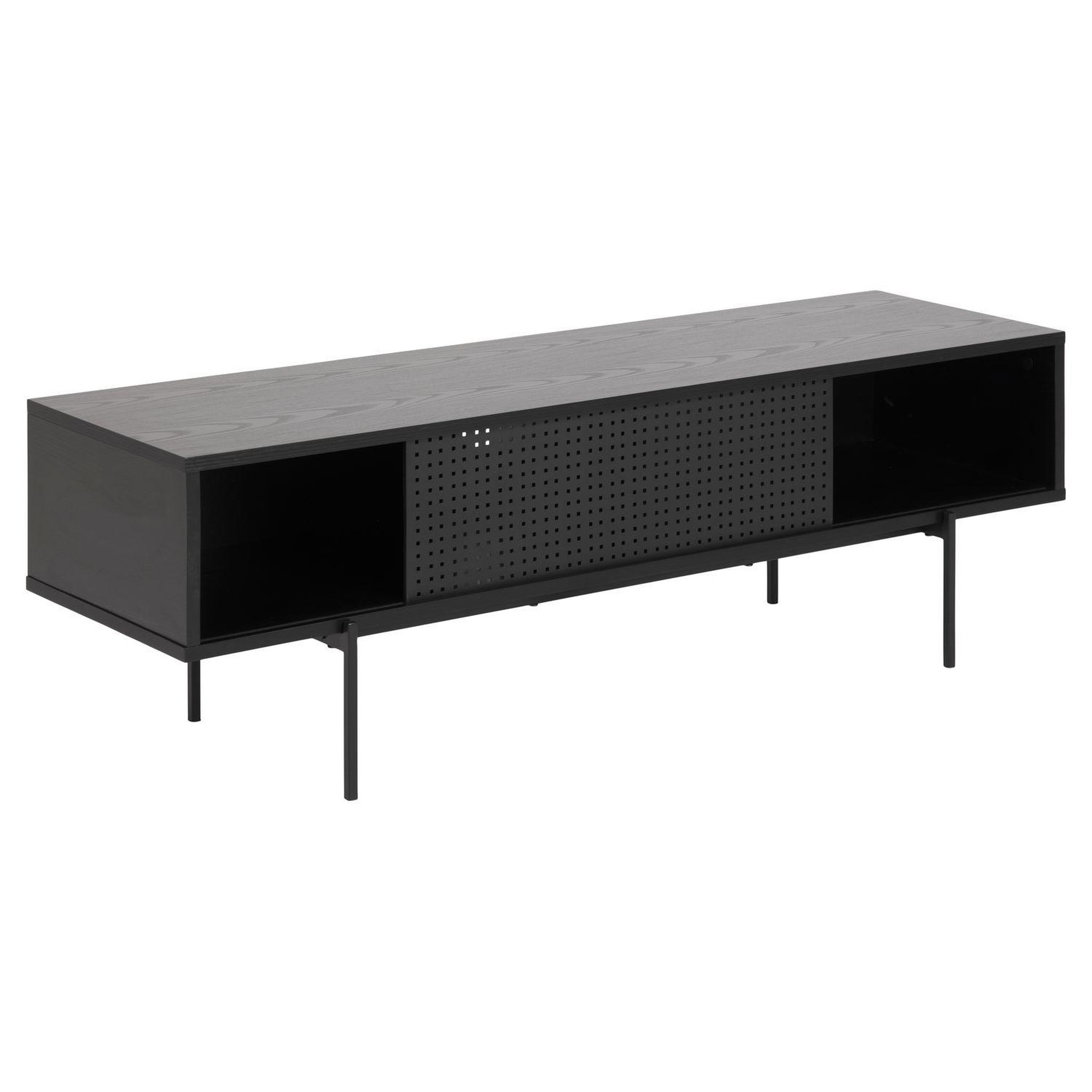 Voir la diapositive 3 : TOILINUX Meuble tv en mdf et métal avec 1 porte coulissante - noir