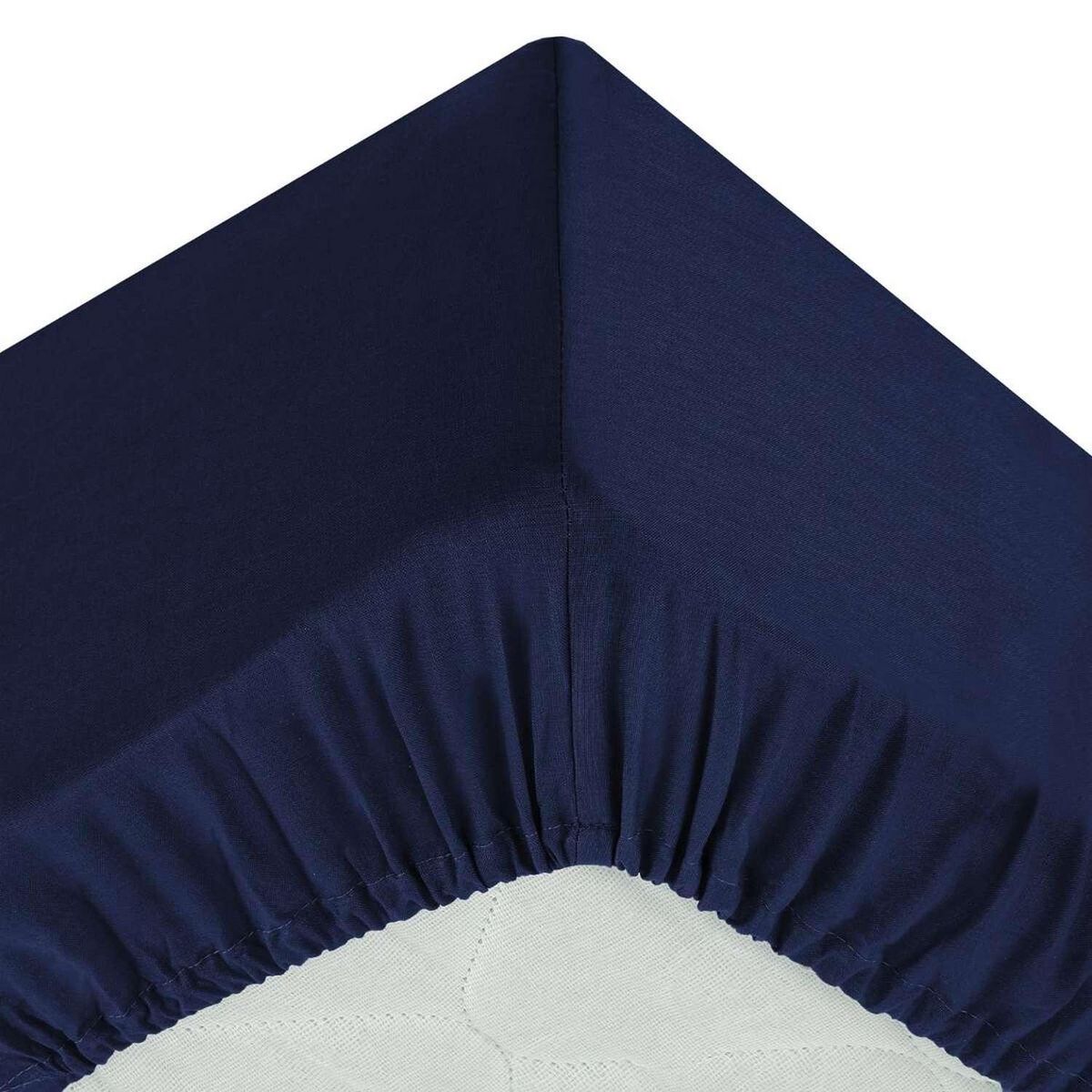 ATMOSPHERA Drap housse 2 personnes - 100% Coton - 140 x 190 cm - Bleu encre