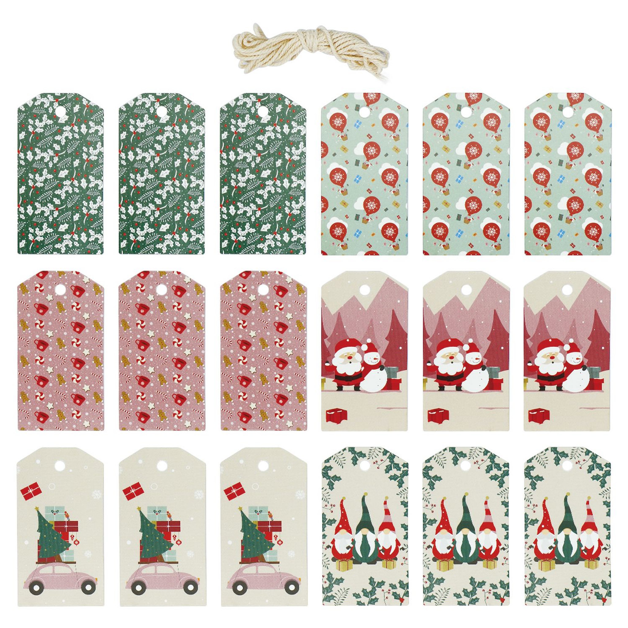 Voir la diapositive 2 : AUCHAN Etiquettes cadeau 18 pcs + ficelle