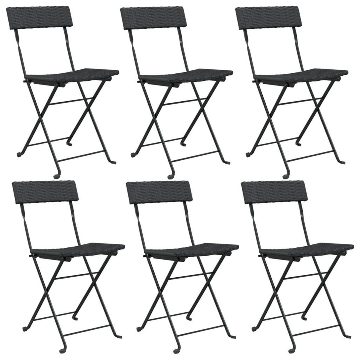 VIDAXL Chaises de bistrot pliantes lot de 6 Noir Resine tressee acier