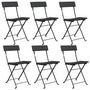 Voir la diapositive 2 : VIDAXL Chaises de bistrot pliantes lot de 6 Noir Resine tressee acier