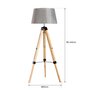 HOMCOM Lampadaire trépied hauteur réglable  65 x 65 x 99-143 cm lampe de sol 40 W  bois style nordique gris