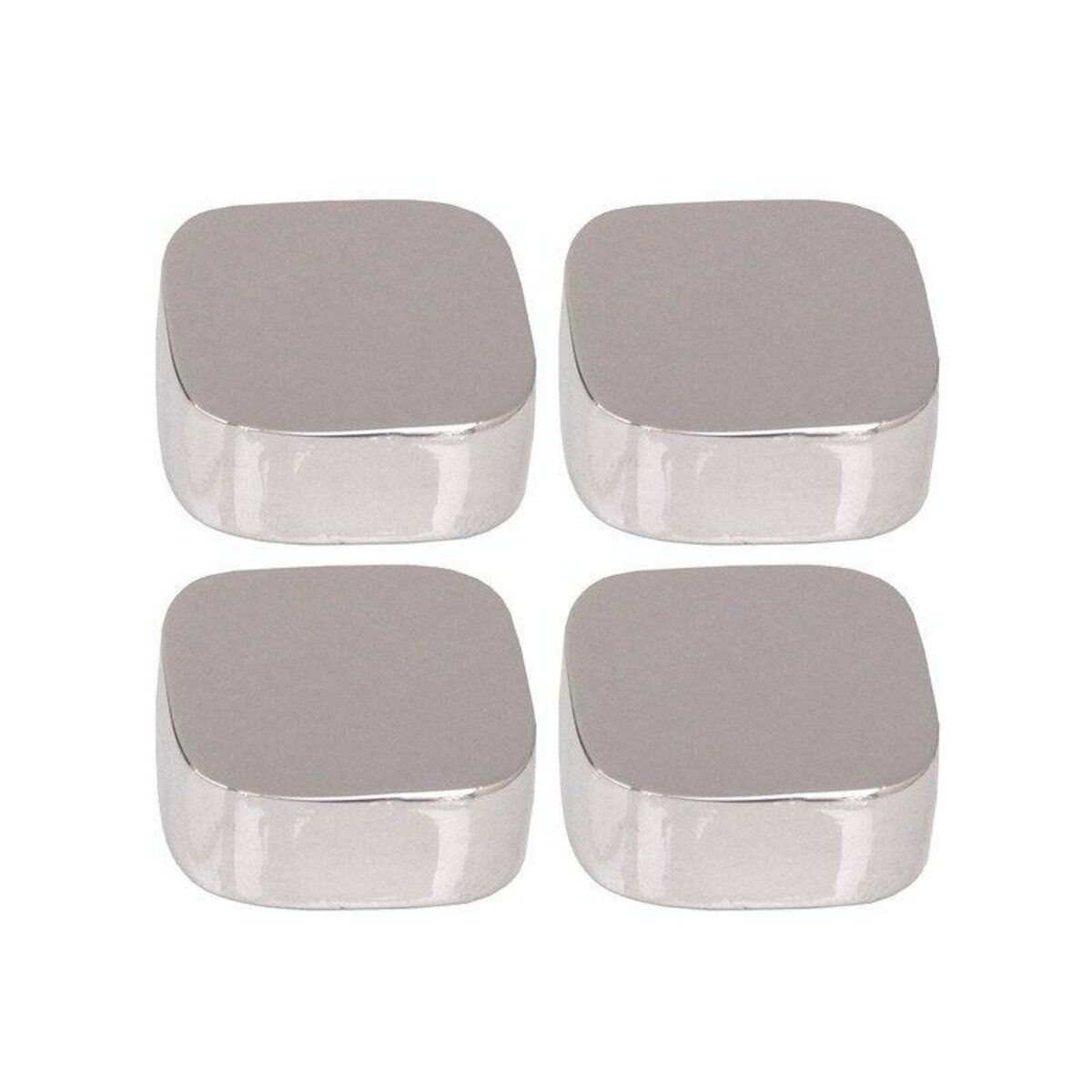 CENTRALE BRICO Jeu de 4 fixations miroirs coins ronds chromés