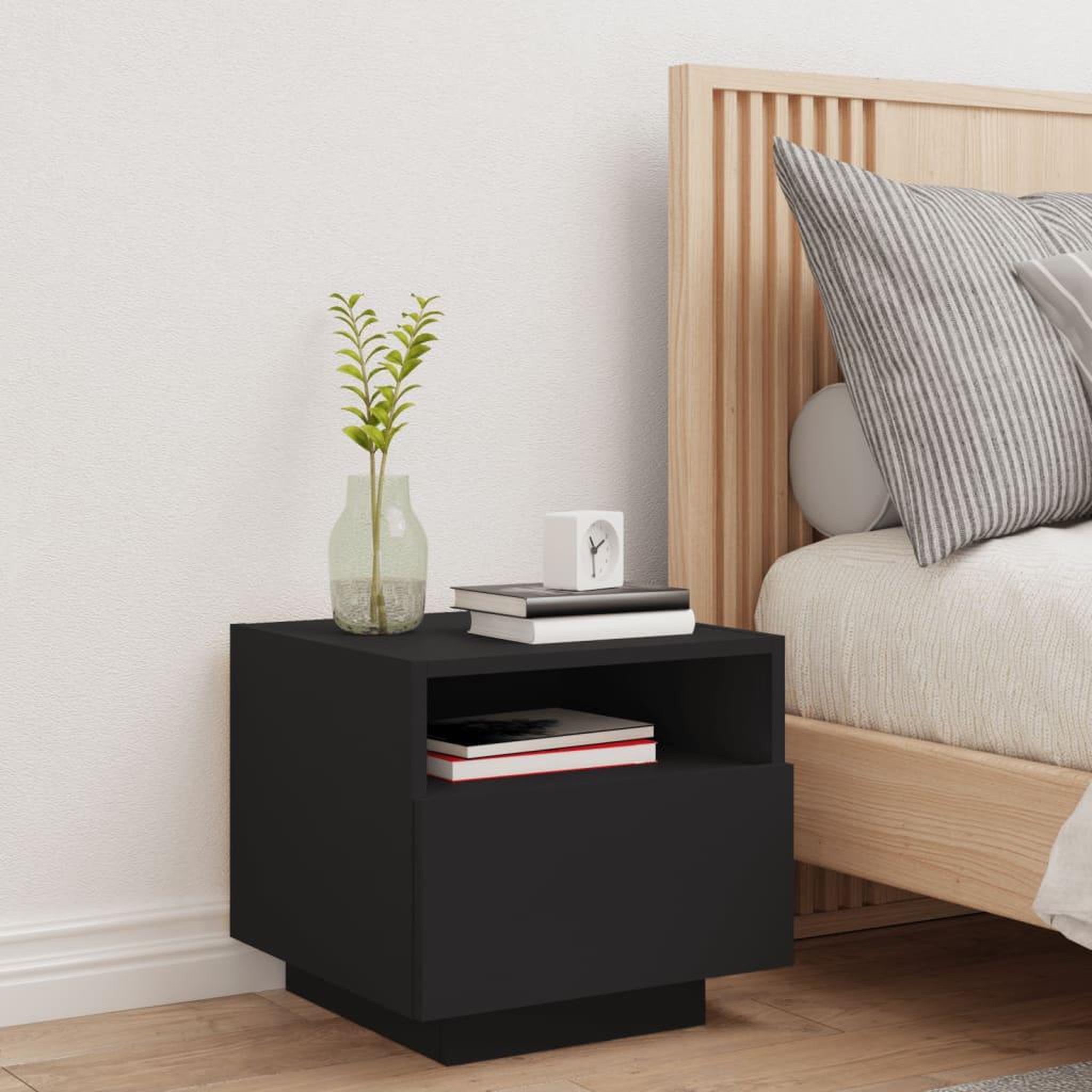 Voir la diapositive 3 : VIDAXL Table de chevet avec lumieres LED noir 40x39x37 cm