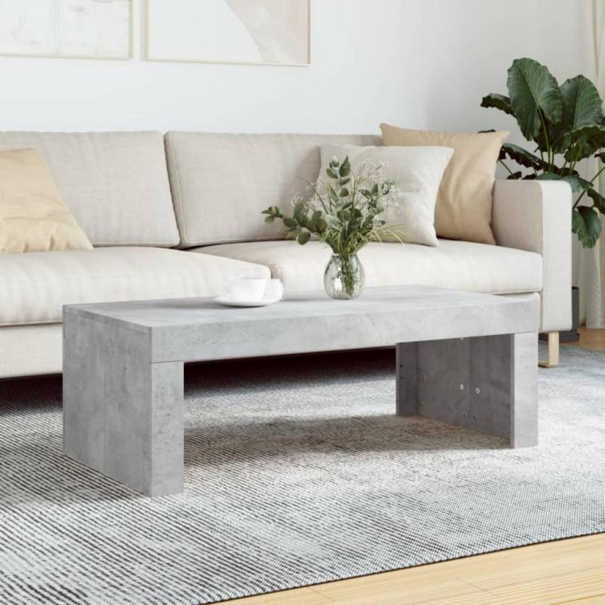 VIDAXL Table basse gris béton 102x50x36 cm bois d ingénierie