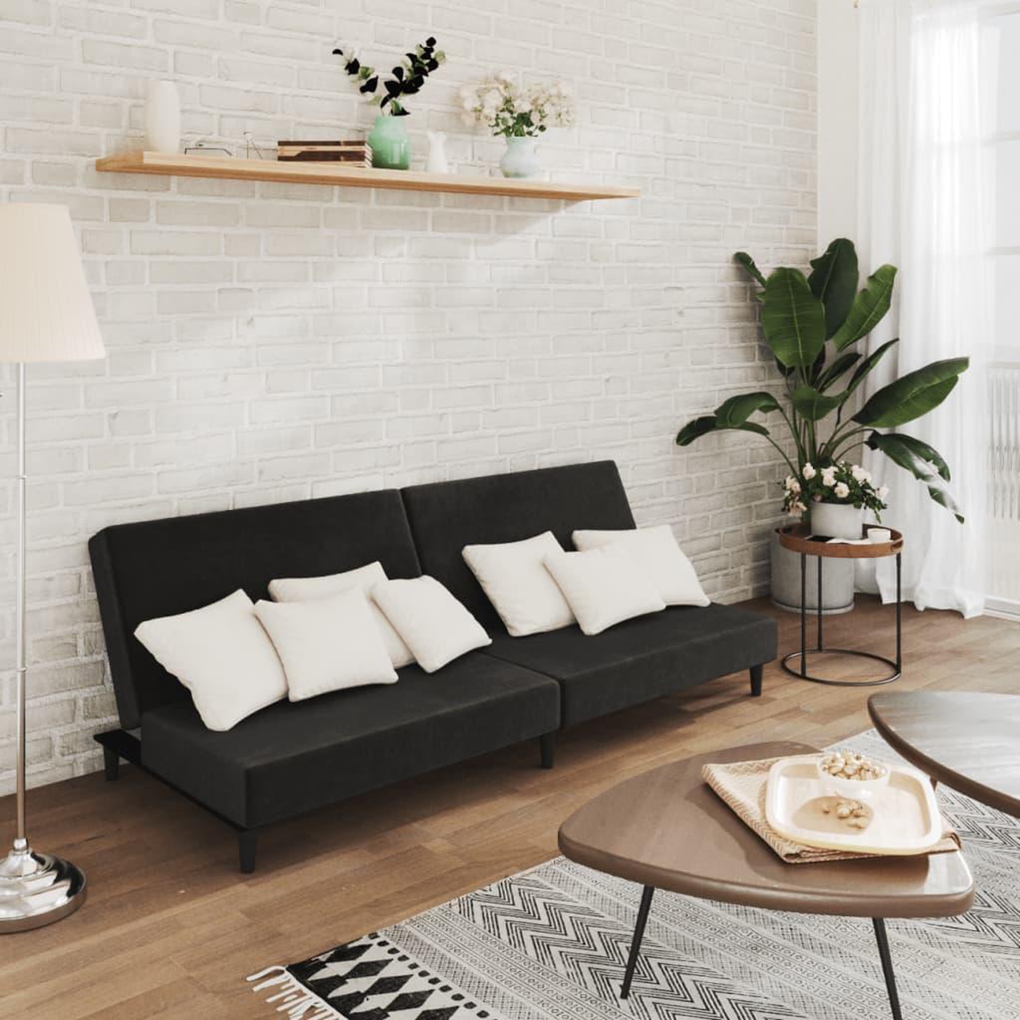 VIDAXL Canape-lit 2 places noir velours