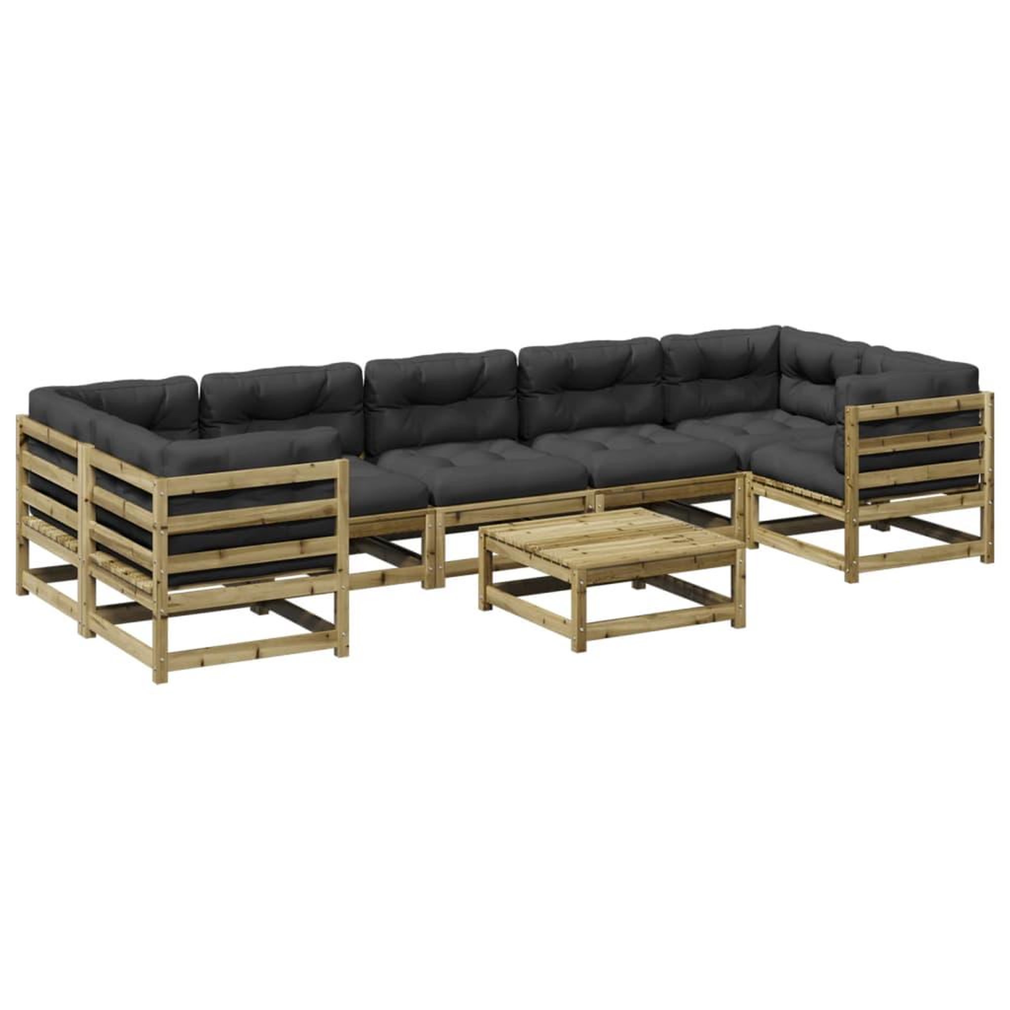 Voir la diapositive 2 : VIDAXL Salon de jardin 8 pcs avec coussins bois de pin impregne