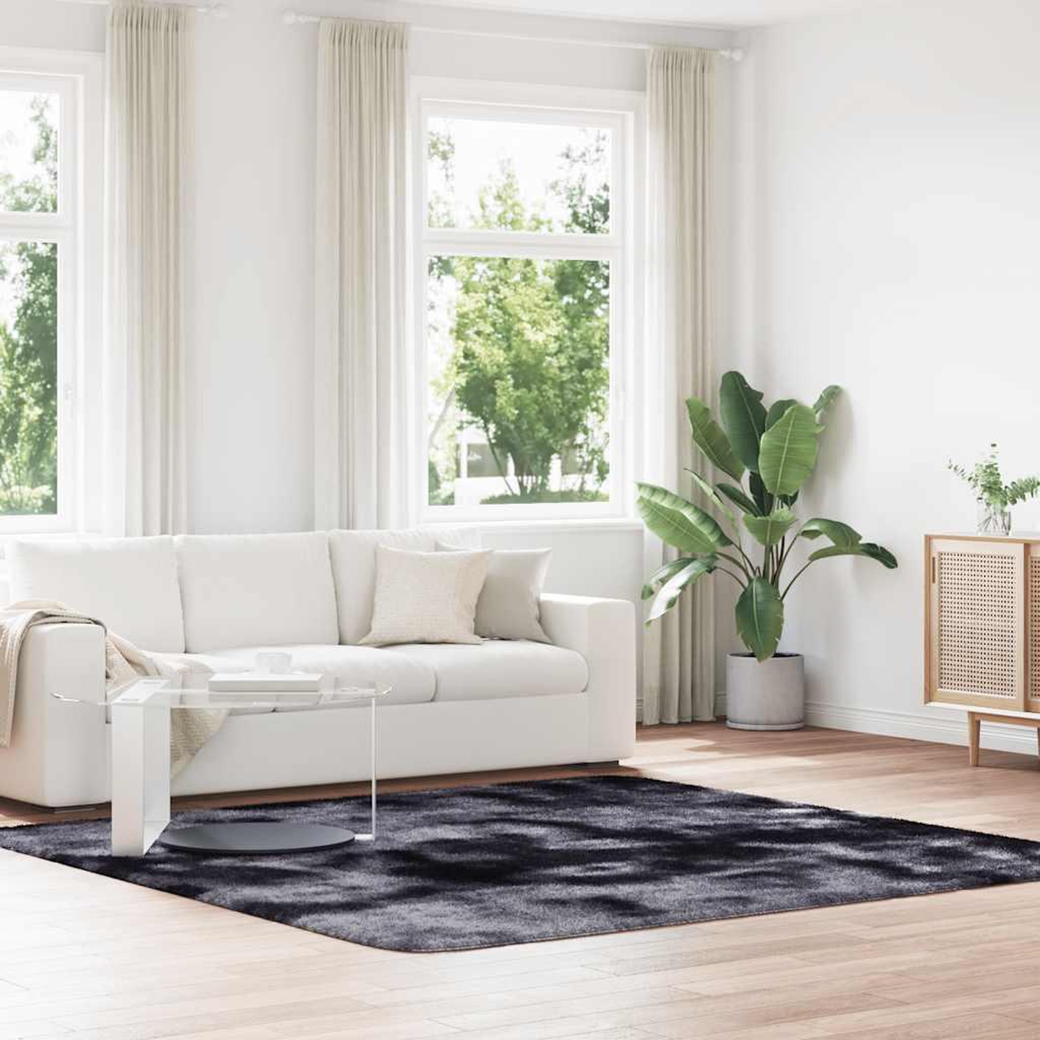 VIDAXL Tapis Shaggy a poils longs NAVARRA gris fonce 240x240 cm