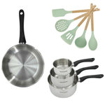 Fackelmann Lot Poêle 28cm et 3 Casseroles 12/16/20cm Fackelmann Généva avec 5 ustensiles