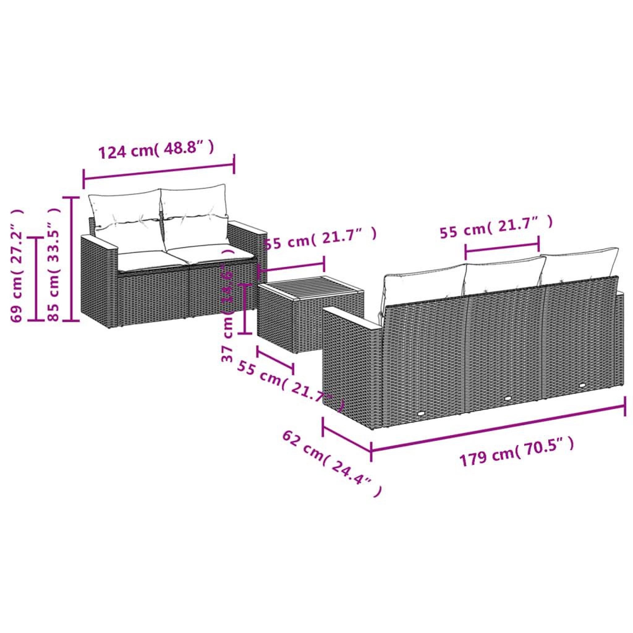 Voir la diapositive 6 : VIDAXL Salon de jardin 6 pcs avec coussins gris resine tressee