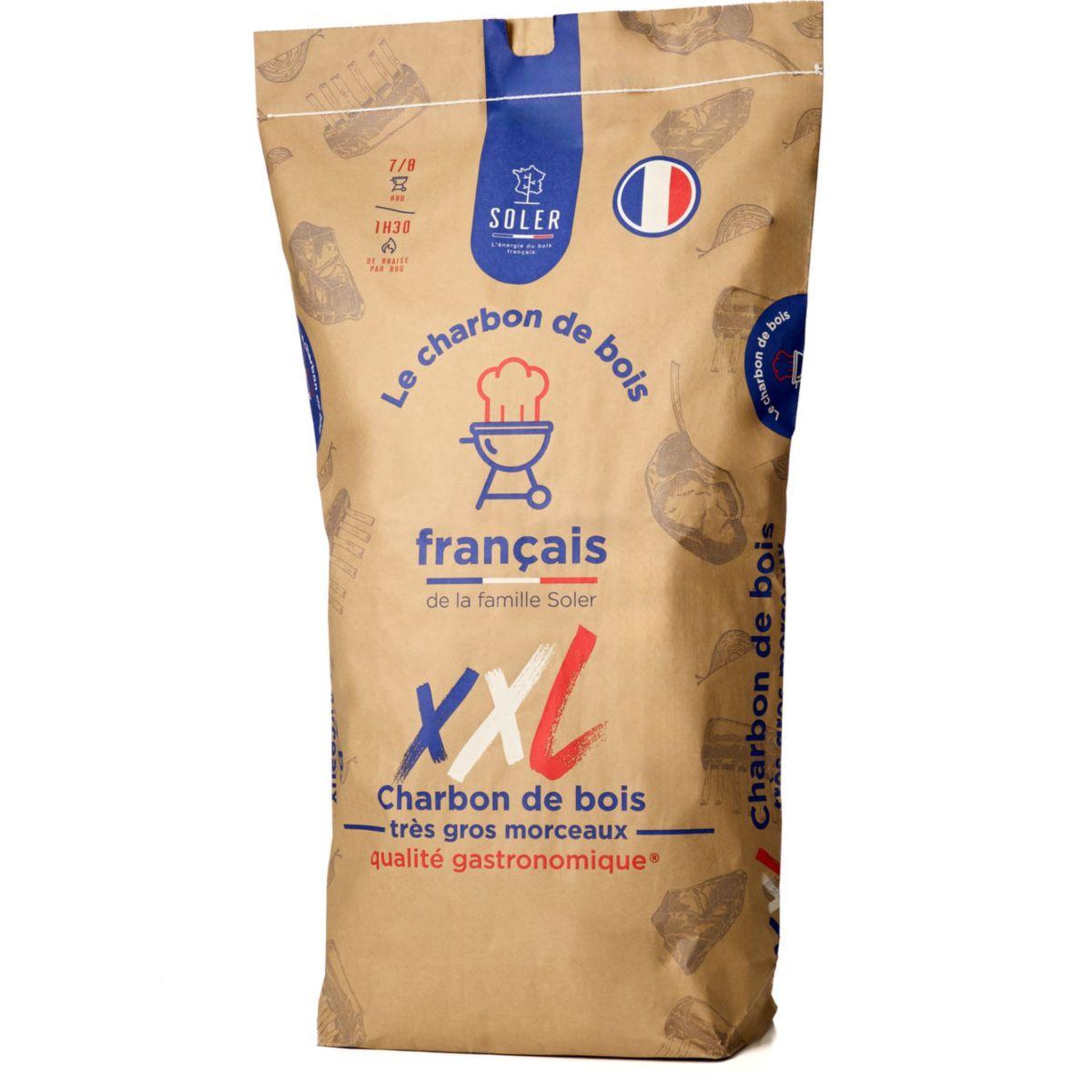 Voir la diapositive 2 : SOLER Charbon de bois de bois 50l xxl très gros morceaux
