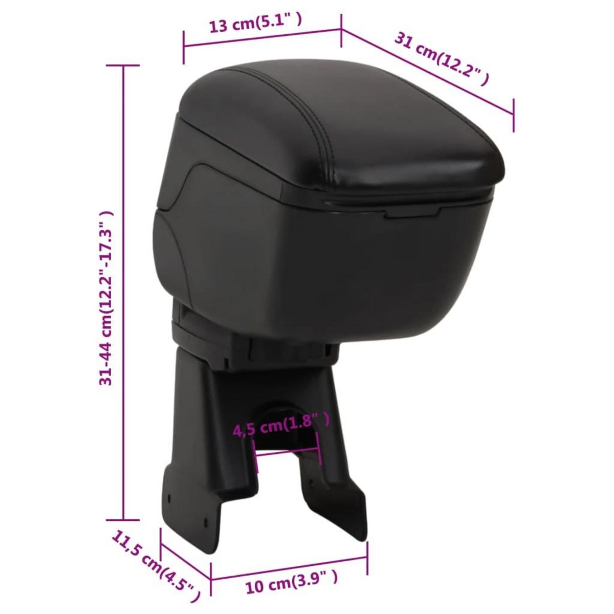 VIDAXL Accoudoir de voiture noir 13x31x(31-44) cm ABS