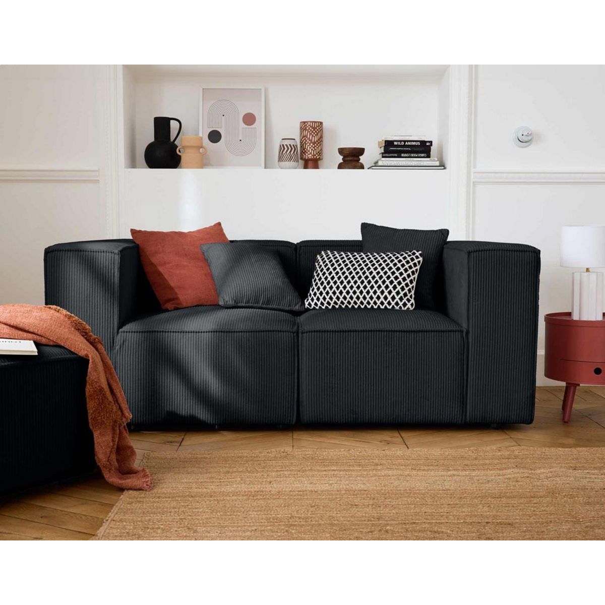 LISA DESIGN Arty - canapé modulable 2 places - en velours côtelé