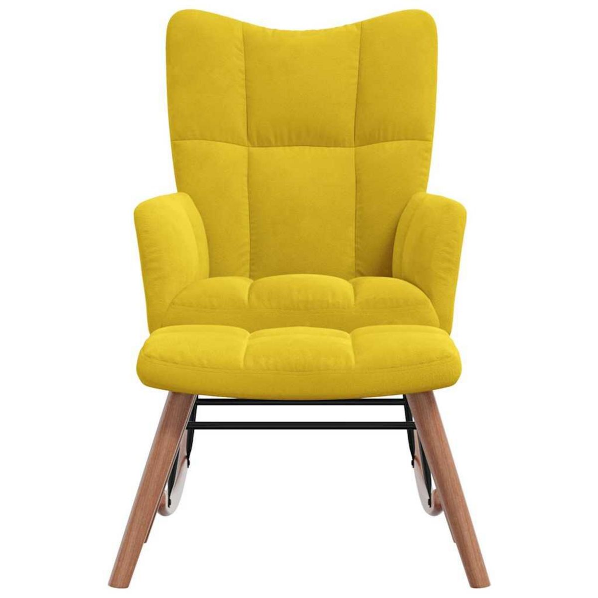 VIDAXL Chaise a bascule avec repose-pied Jaune moutarde Velours