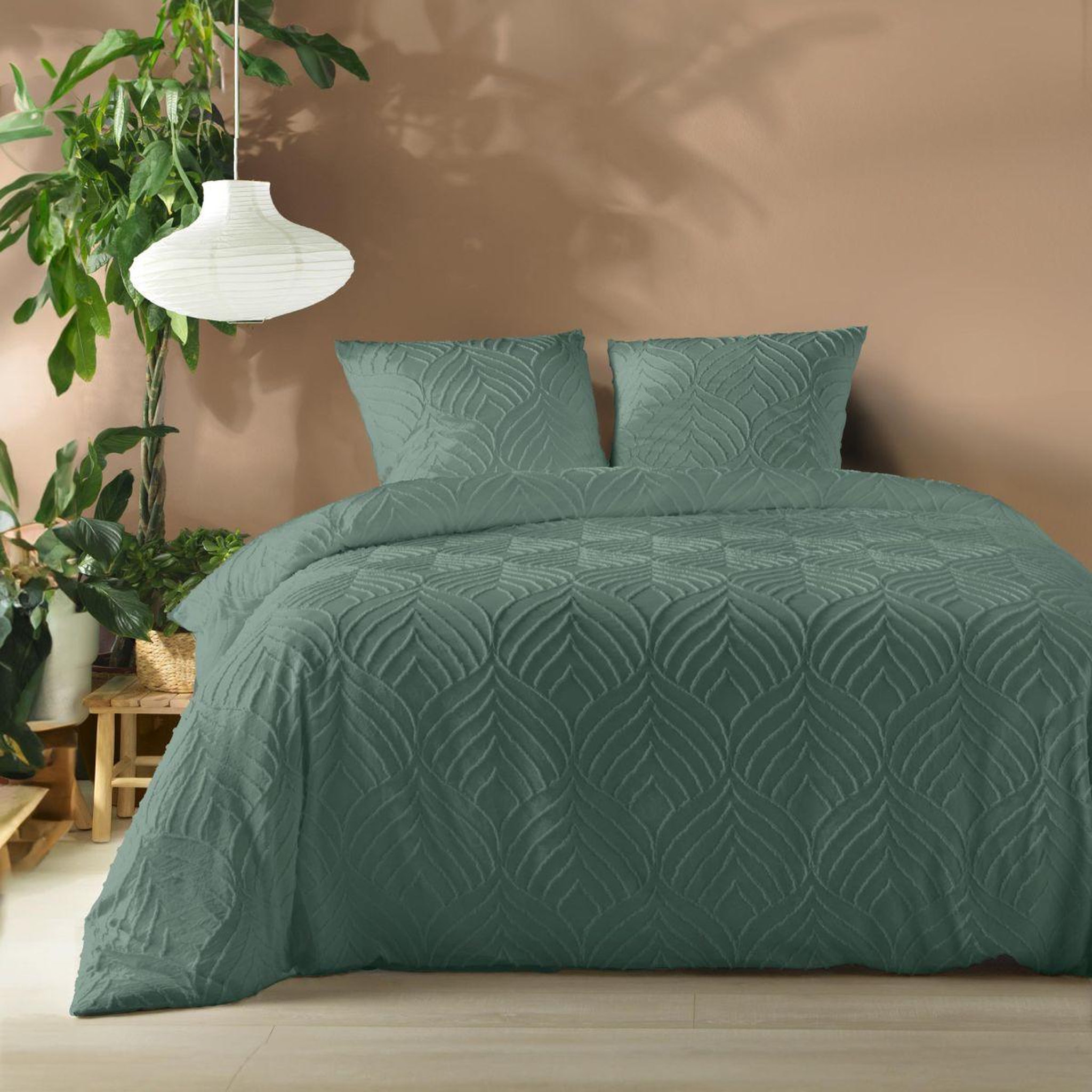 Douceur d'Intérieur Parure de lit 3 pièces  heltie  240x220cm vert cèdre