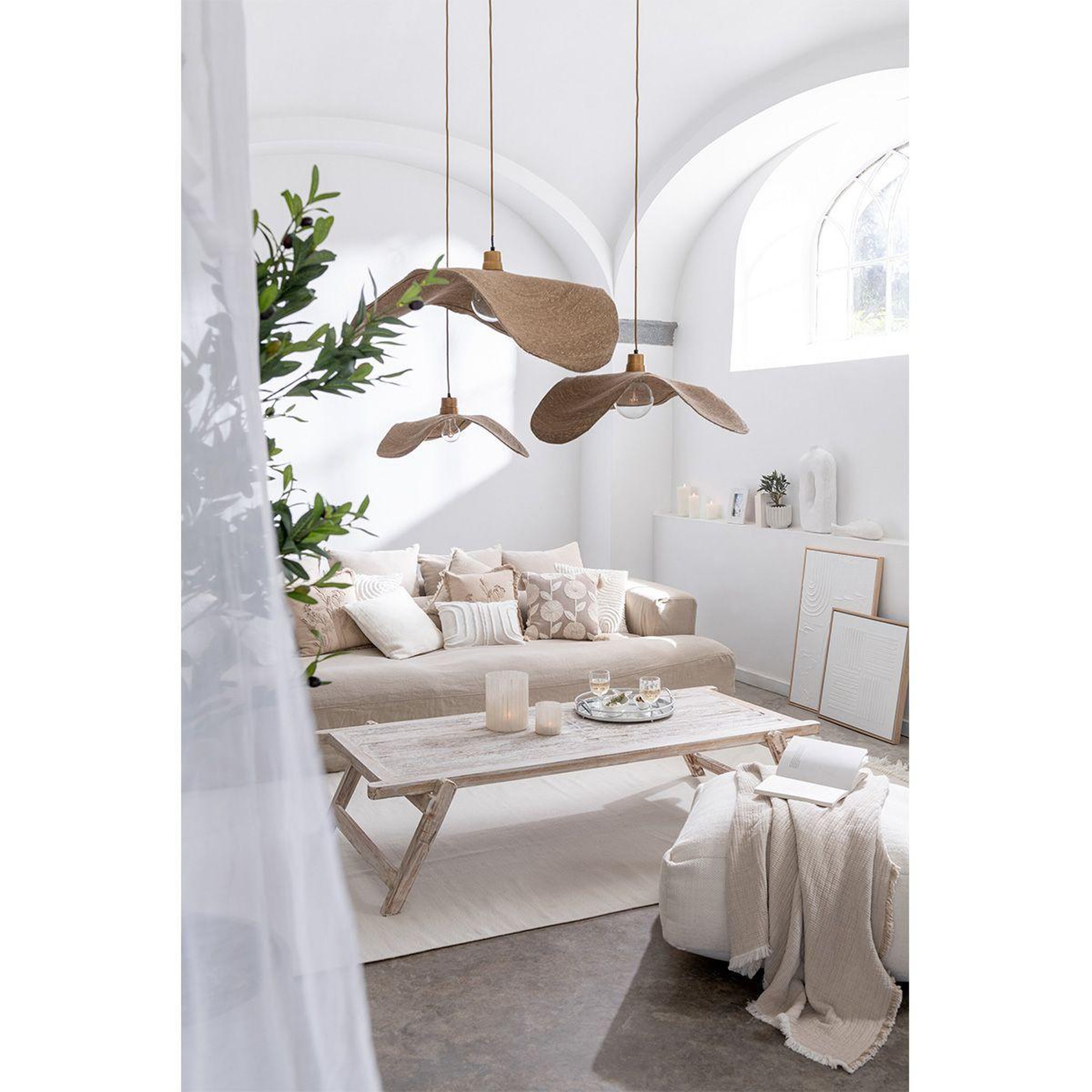 Voir la diapositive 5 : J-LINE Lampe suspension  moonj  55cm naturel