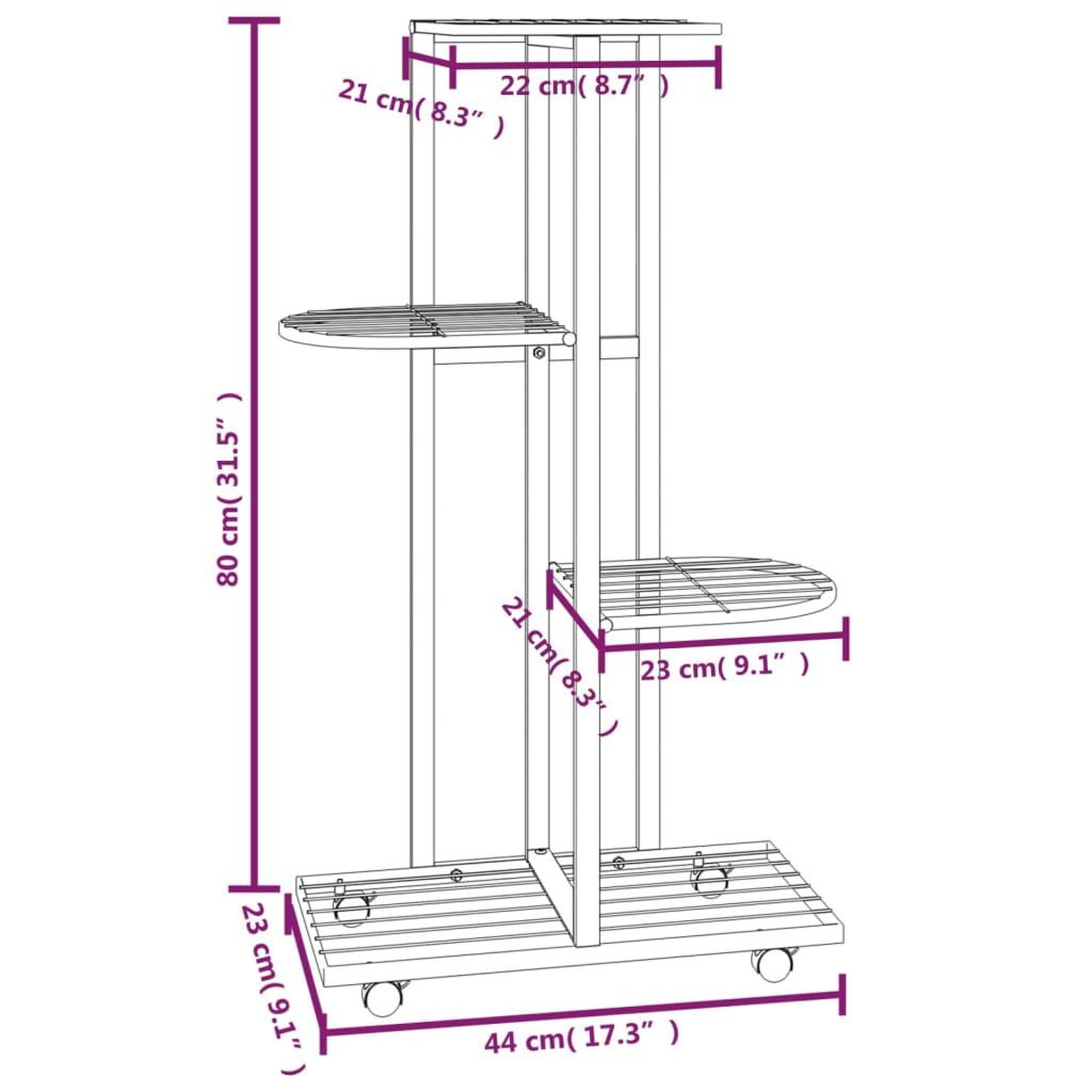 Voir la diapositive 6 : VIDAXL Jardiniere a 4 niveaux avec roues 44x23x80 cm Blanc Fer
