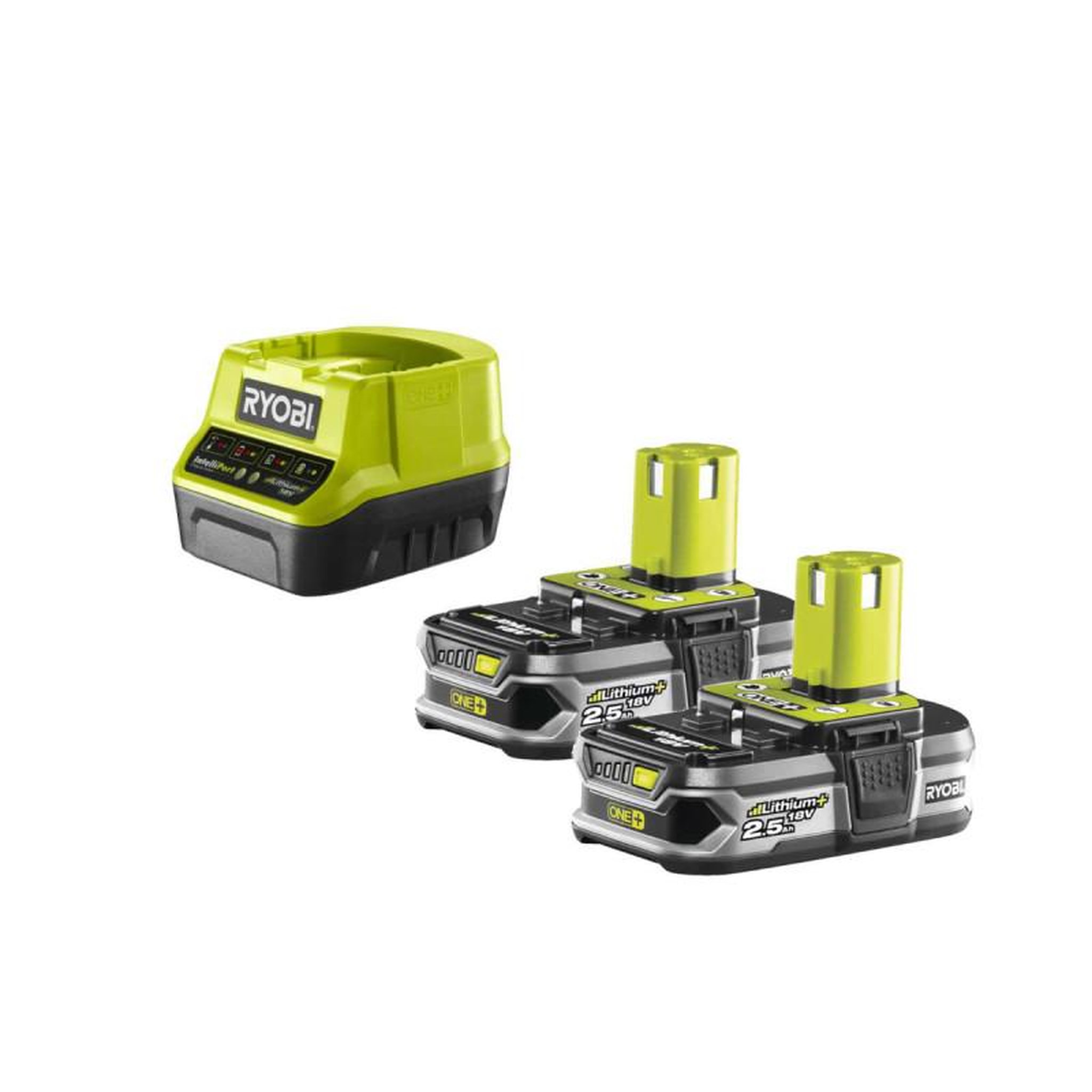 Ryobi Lot de 2 batteries ryobi 18v lithium-ion one+ 2,5 ah - 1 chargeur rapide