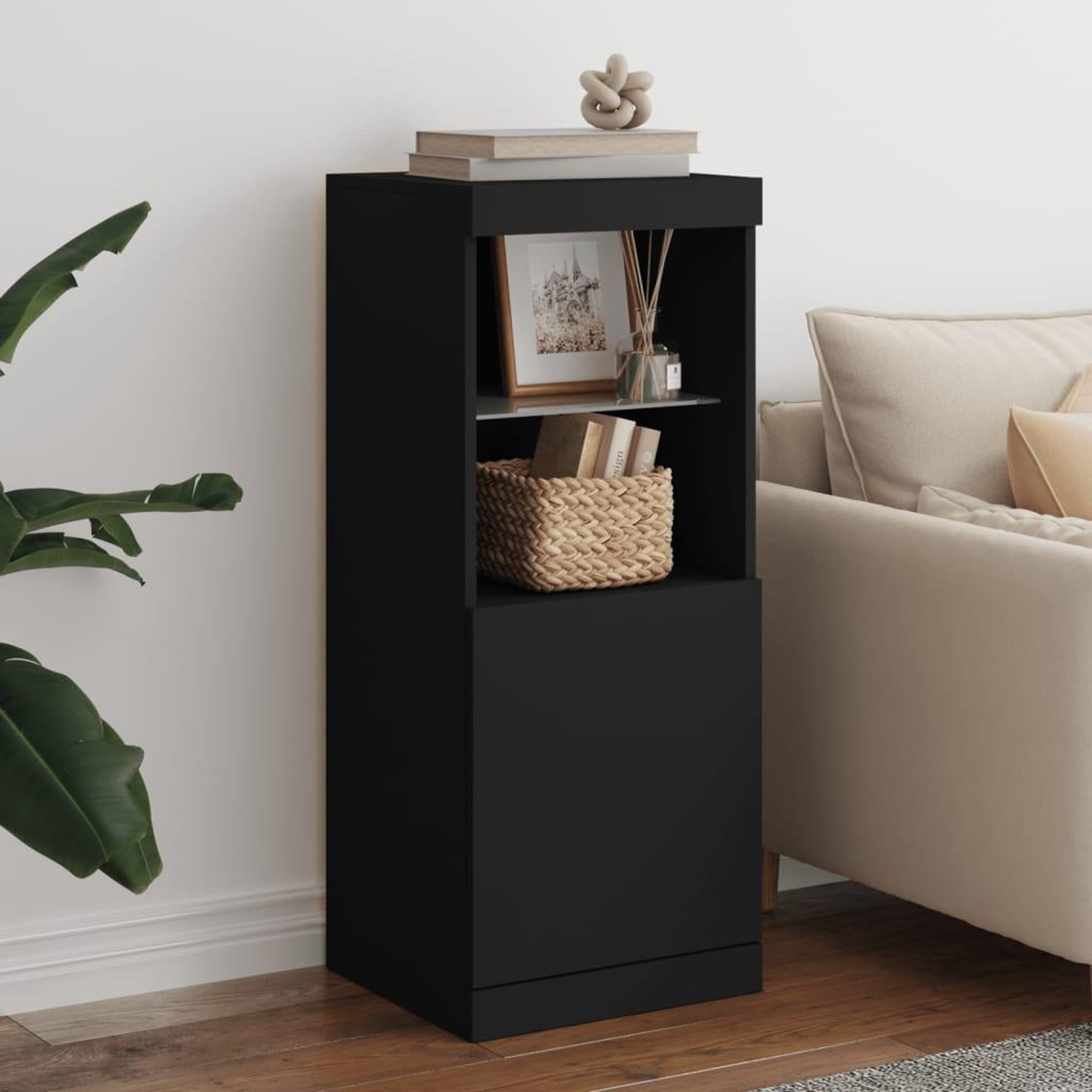 Voir la diapositive 1 : VIDAXL Buffet avec lumieres LED noir 41x37x100 cm