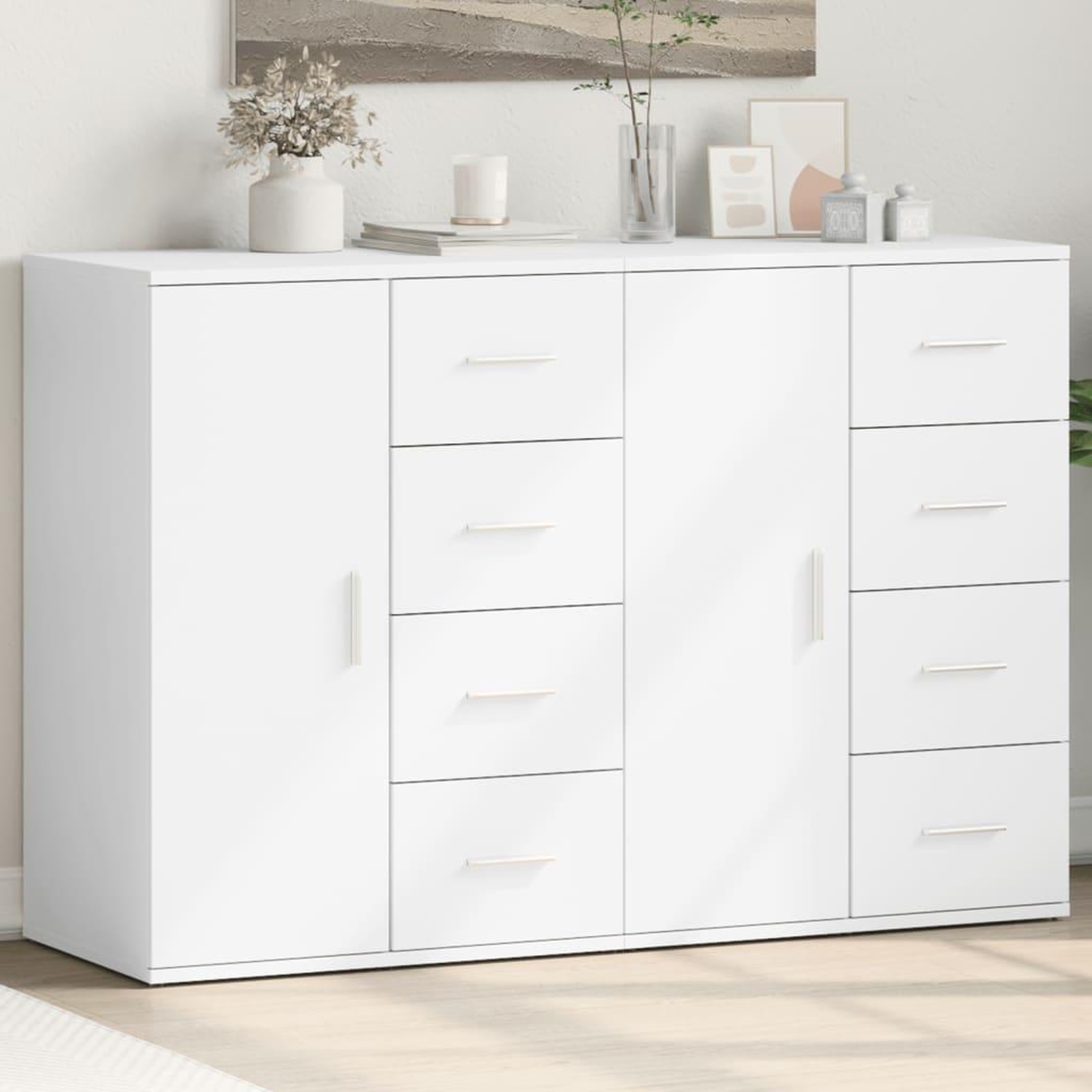 VIDAXL Buffets 2 pcs blanc 59x39x80 cm bois d'ingenierie